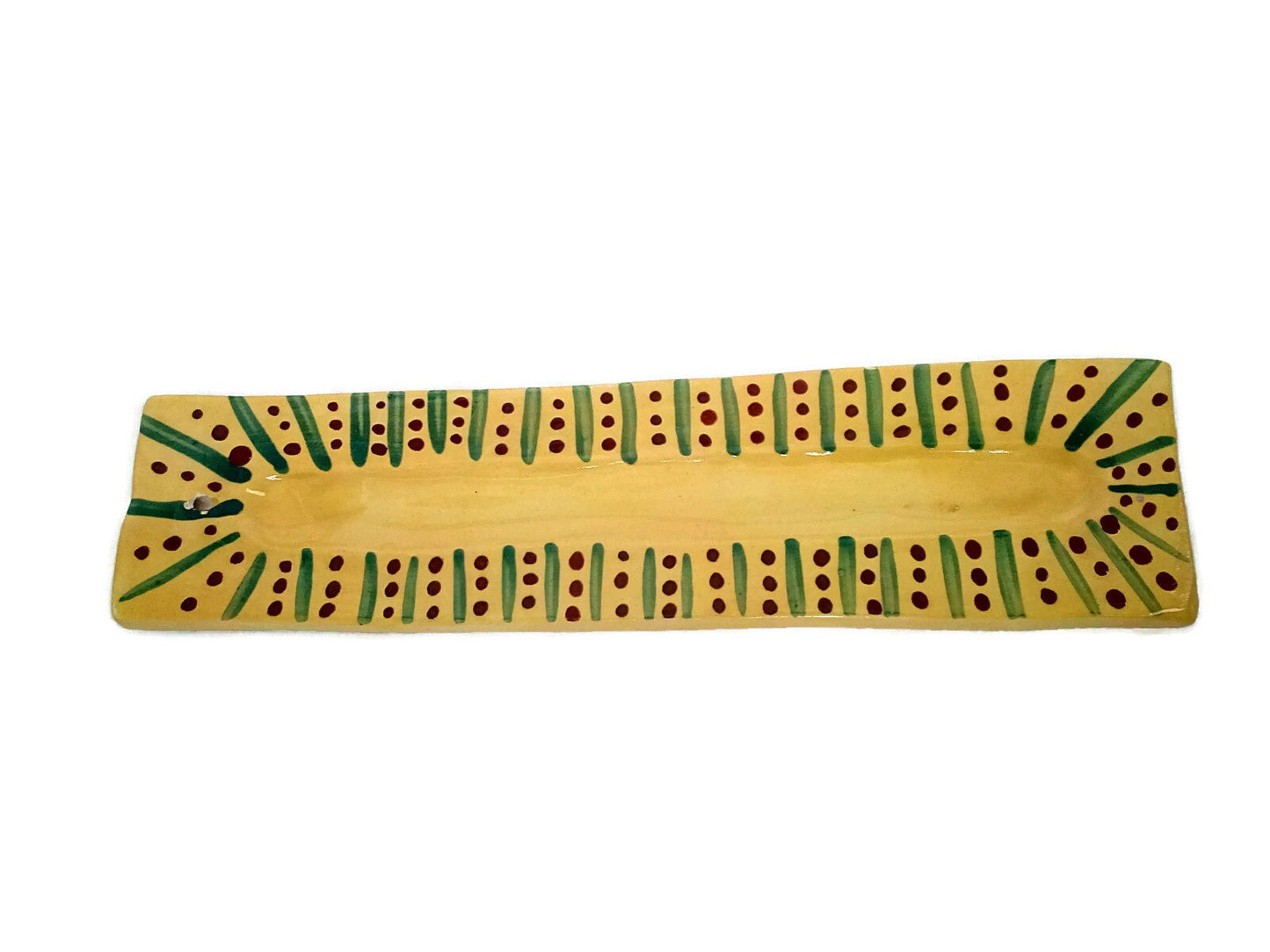 Handmade Ceramic Long Incense Holder, Hand Painted Yellow Pottery Incense Burner Gift For Women, Mom Birthday Gift - Ceramica Ana Rafael