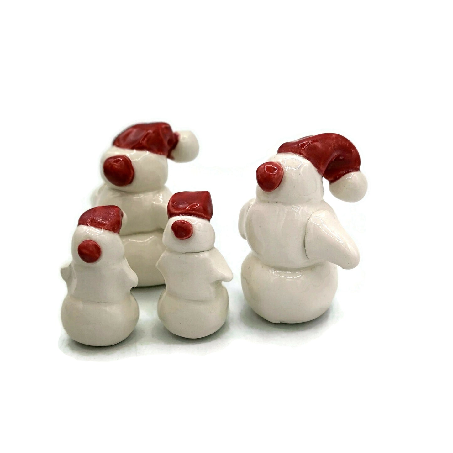 Miniature snowman ornament, Gifts For Her Christmas, ceramic snowman figurine, mom christmas gift, Clearance Items, cake topper - Ceramica Ana Rafael