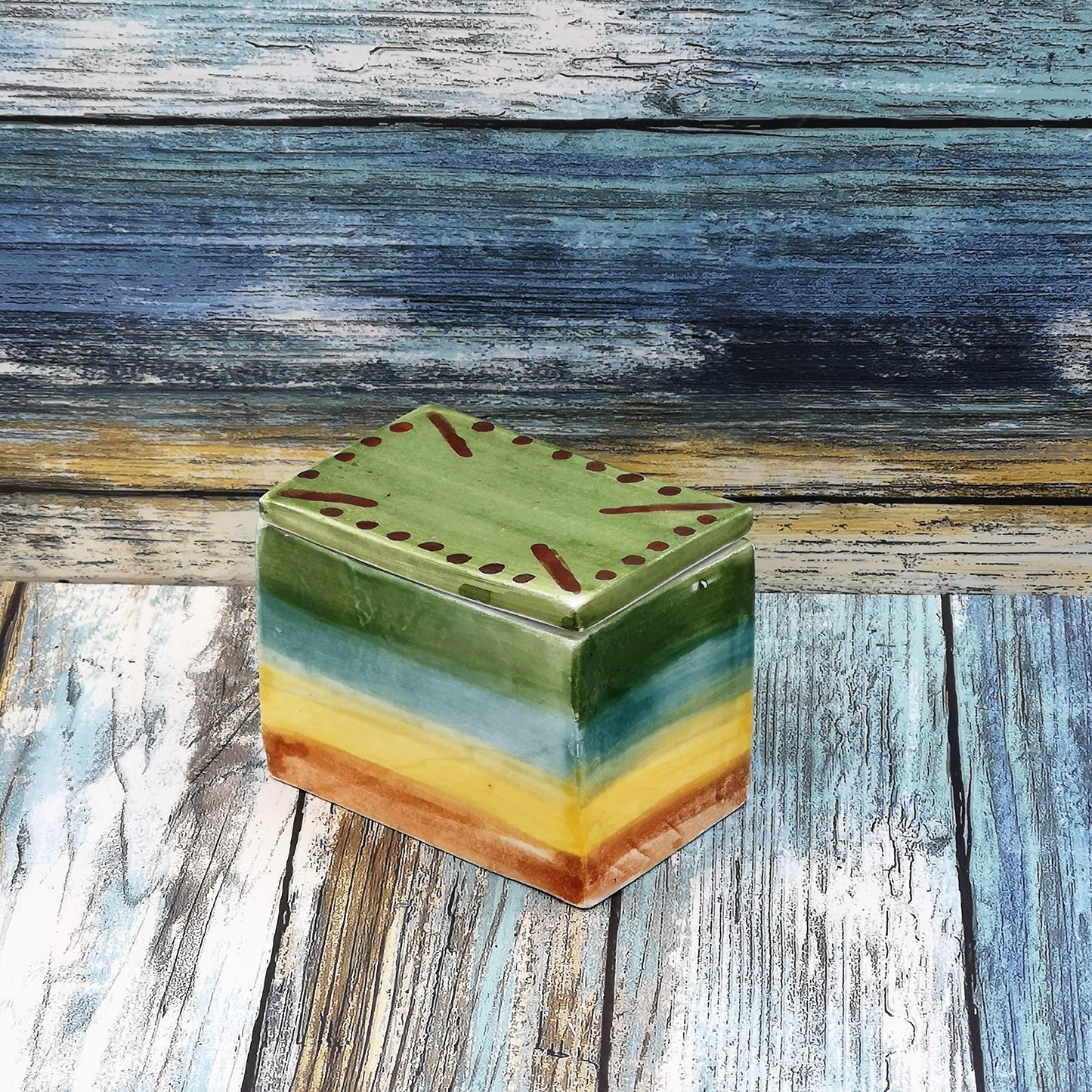 CERAMIC JEWELRY BOX, Small Trinket Box With Lid, Hand Painted Decorative Box, 9th anniversary Gift For Her - Ceramica Ana Rafael