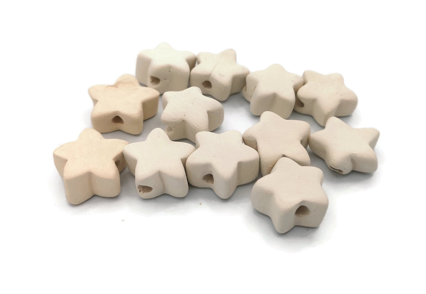 Handmade ceramic bisque beads set for jewelry making, Unfinished Star Beads blank ready to paint - Ceramica Ana Rafael