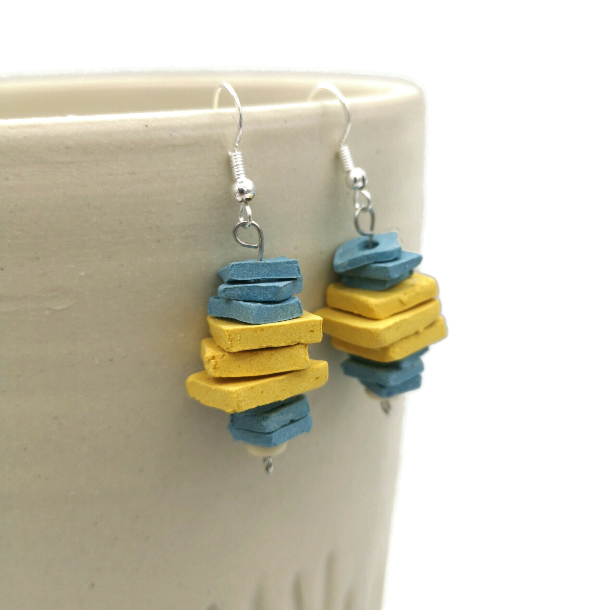 Aesthetic Sterling Silver Earrings Dangle For Women, Novelty Earrings 9th Anniversary Gift for Wife - Ceramica Ana Rafael