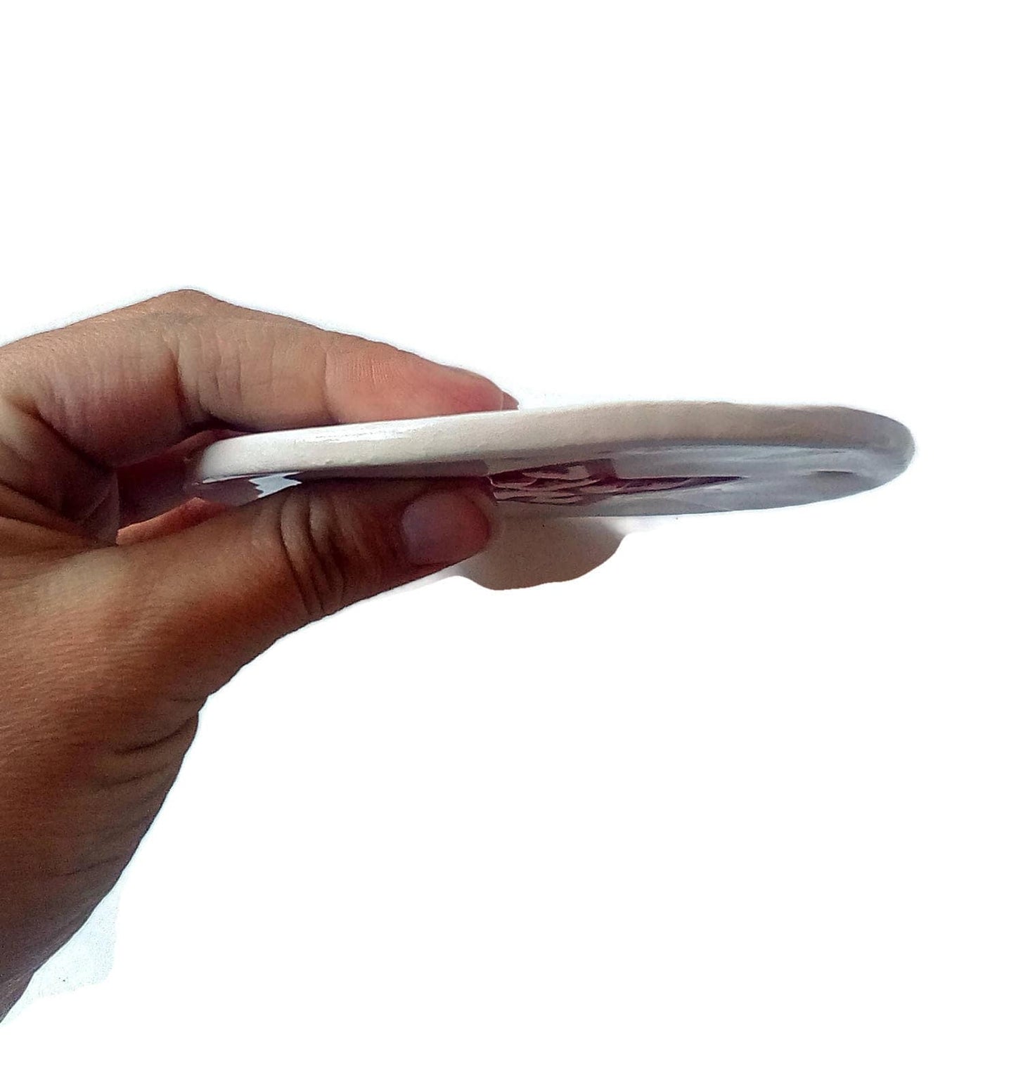 1Pc Red and White Handmade Ceramic Decorative Wall Hanging For Holiday Home Decor, Round Christmas Tree Ornament With Engraved Star - Ceramica Ana Rafael