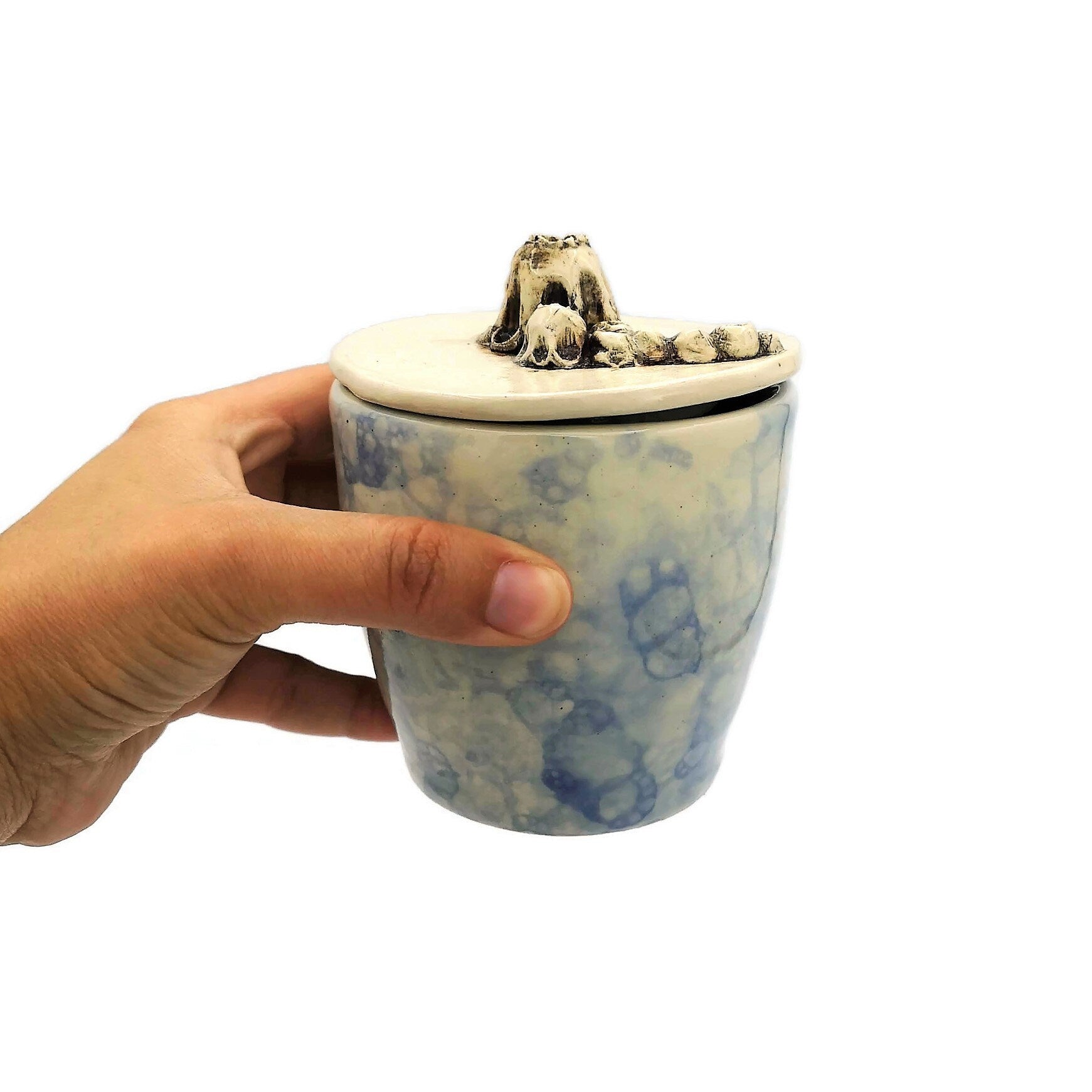 Handmade Ceramic Sugar Bowl With Lid, Modern Ceramic Jar Sugar Container, Housewarming Gift First Home Coastal Home Decor Clay Pot Salt Bowl - Ceramica Ana Rafael