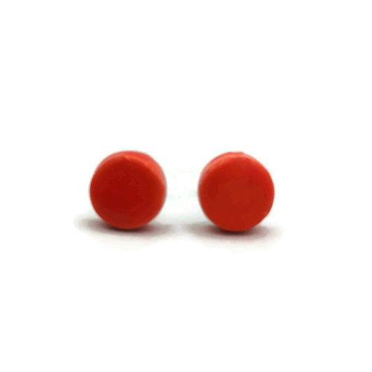Simple Stud Earrings For Women, Ceramic Orange Earrings, Tiny Stud Earrings, Aesthetic Handmade Jewelry Minimal Best Gifts For Her - Ceramica Ana Rafael