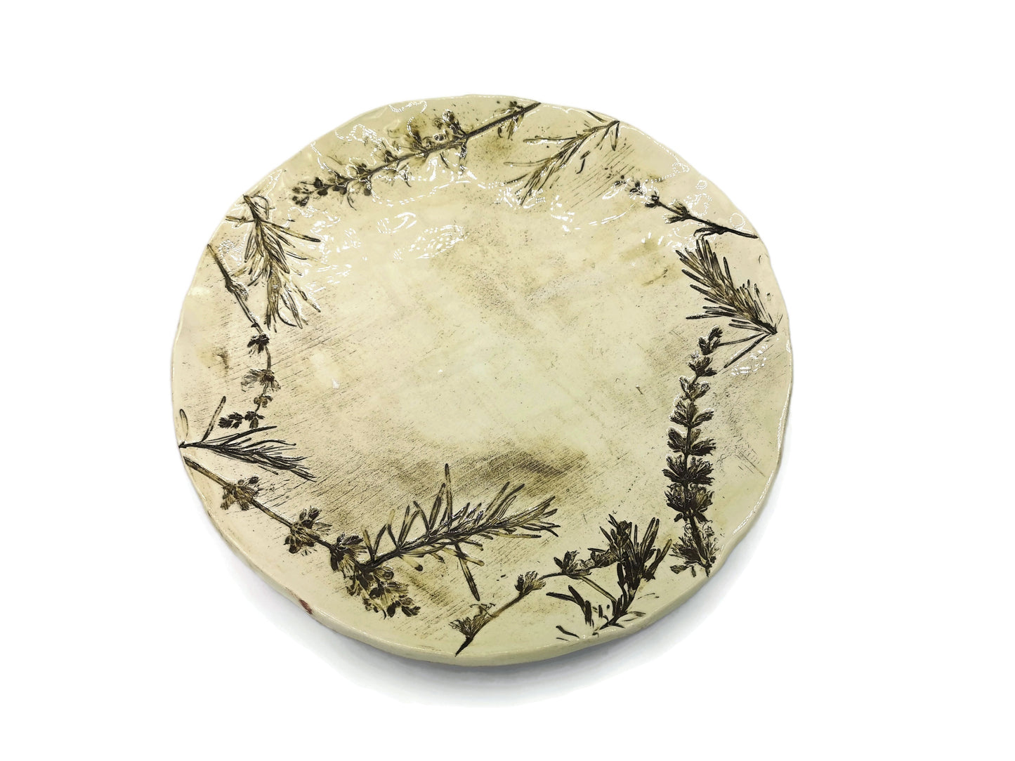 Handmade Ceramic Plate Flower Texture, Wall Decor Best Gifts For Her, Best Seller Plant Mom Gift For Women, Rustic Pottery Plate For Display - Ceramica Ana Rafael