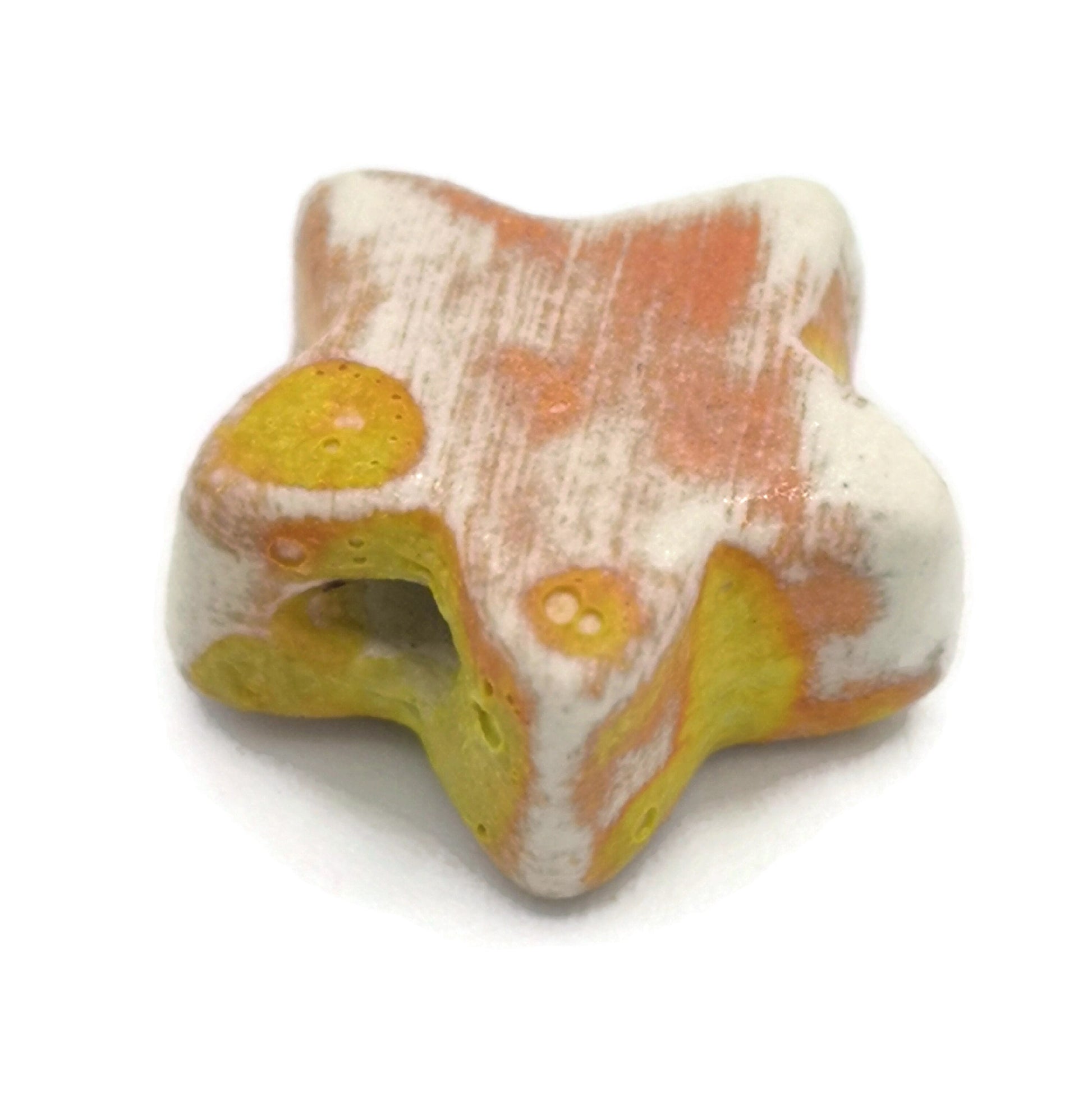 1Pc Handmade Ceramic Star Beads For Jewelry Making, Unique Clay Beads For Macrame, Large Beads, Unusual Porcelain Bead - Ceramica Ana Rafael