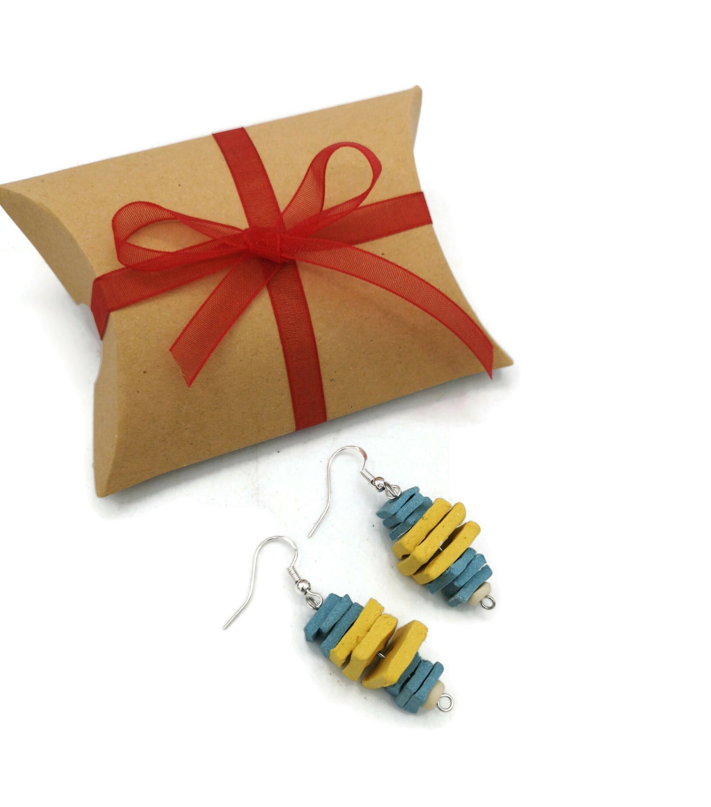 Aesthetic Sterling Silver Earrings Dangle For Women, Novelty Earrings 9th Anniversary Gift for Wife - Ceramica Ana Rafael