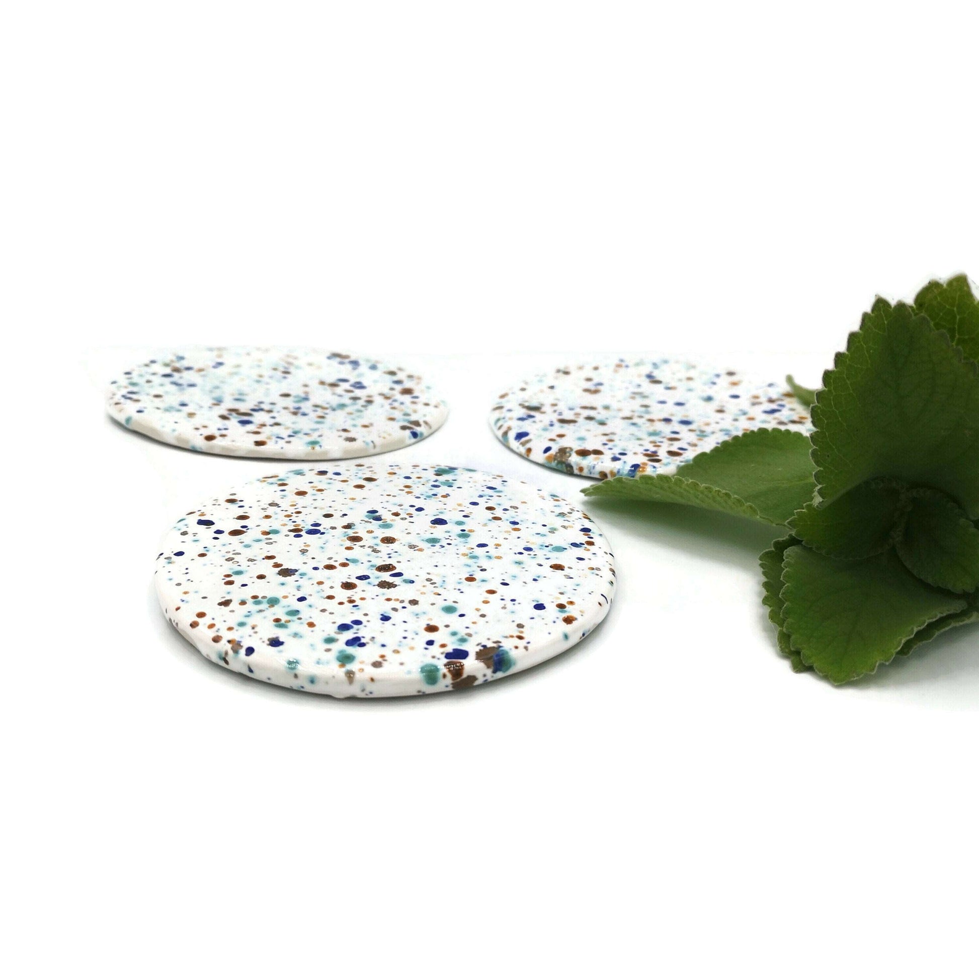 1Pc Large Handmade Ceramic Coasters Round, Funny Office Desk Accessories for Men, Best Gifts For Him, Cute Housewarming Gift First Home