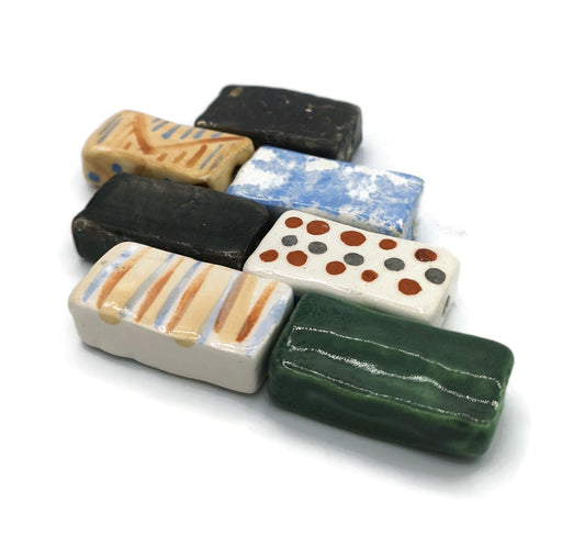Handmade Ceramic Beads, Set Of 7 Assorted Clay Beads For Jewelry Making, Best Sellers Pendant Necklace, Unique Unusual Jumbo Beads Large - Ceramica Ana Rafael