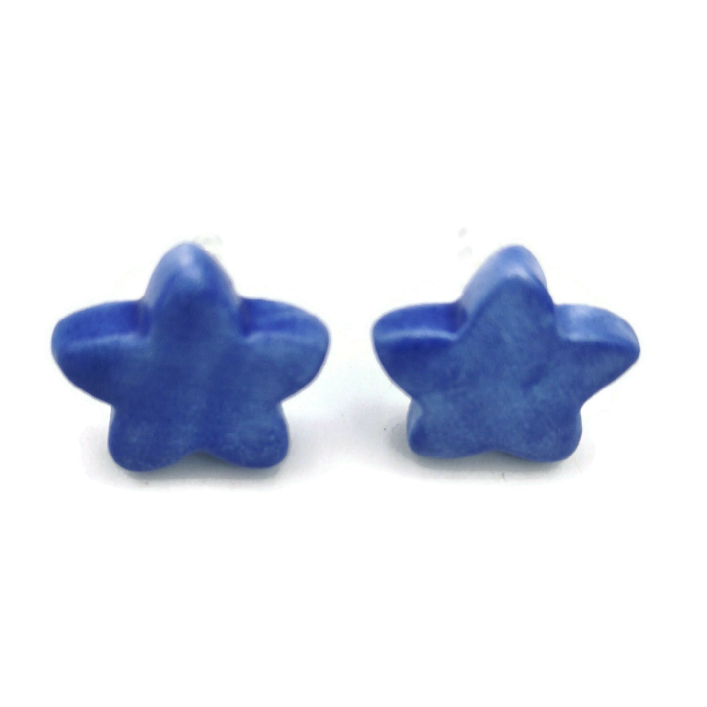 Blue Star Stud Earrings For Women, Handmade Ceramic Jewelry, Novelty Best Gifts for Her, mom birthday gift - Ceramica Ana Rafael