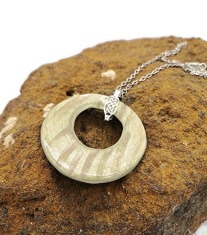 Aesthetic Porcelain Pendant Necklace For Women, Handmade Ceramic Jewelry, Hypoallergenic Vegan Necklace, Best Friend Gift, Mom Birthday Gift - Ceramica Ana Rafael