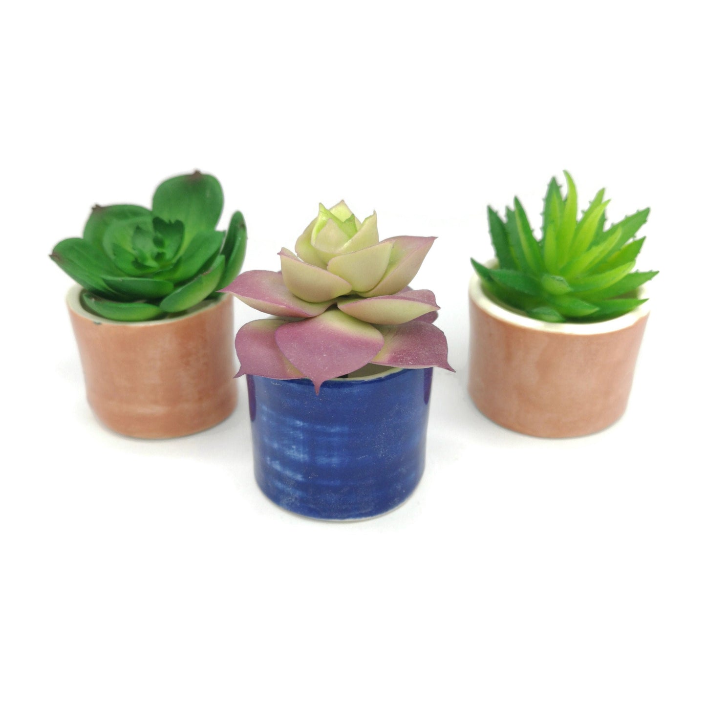 3Pc Small Succulent Pot, Office Desk Accessories for Women Gift Set, Small Planter Handmade Ceramic Vase, Sister Birthday Gifts Ideas - Ceramica Ana Rafael