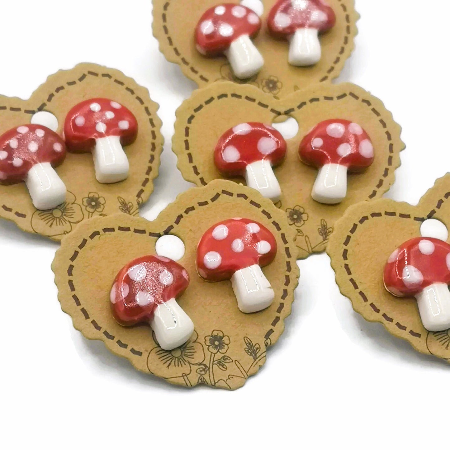 Handmade Red Mushroom Stud Earrings For Women, Clay Designer Earrings, Stocking Stuffer For Teen Girl, Ceramic Jewelry Best Gifts For Her - Ceramica Ana Rafael