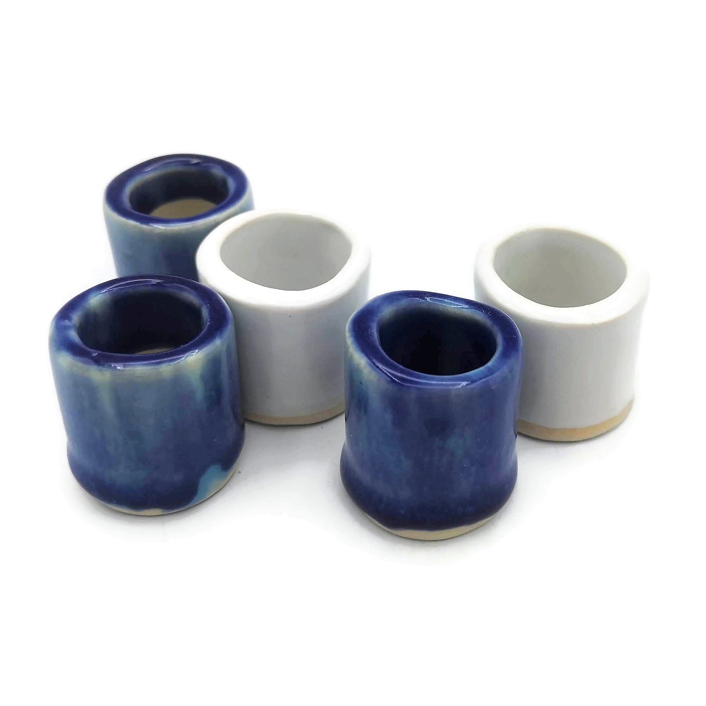 5Pc Large Hole Tube Beads, 35mm Long Handmade Ceramic Macrame Beads, Artisan Big Hole Beads - Ceramica Ana Rafael