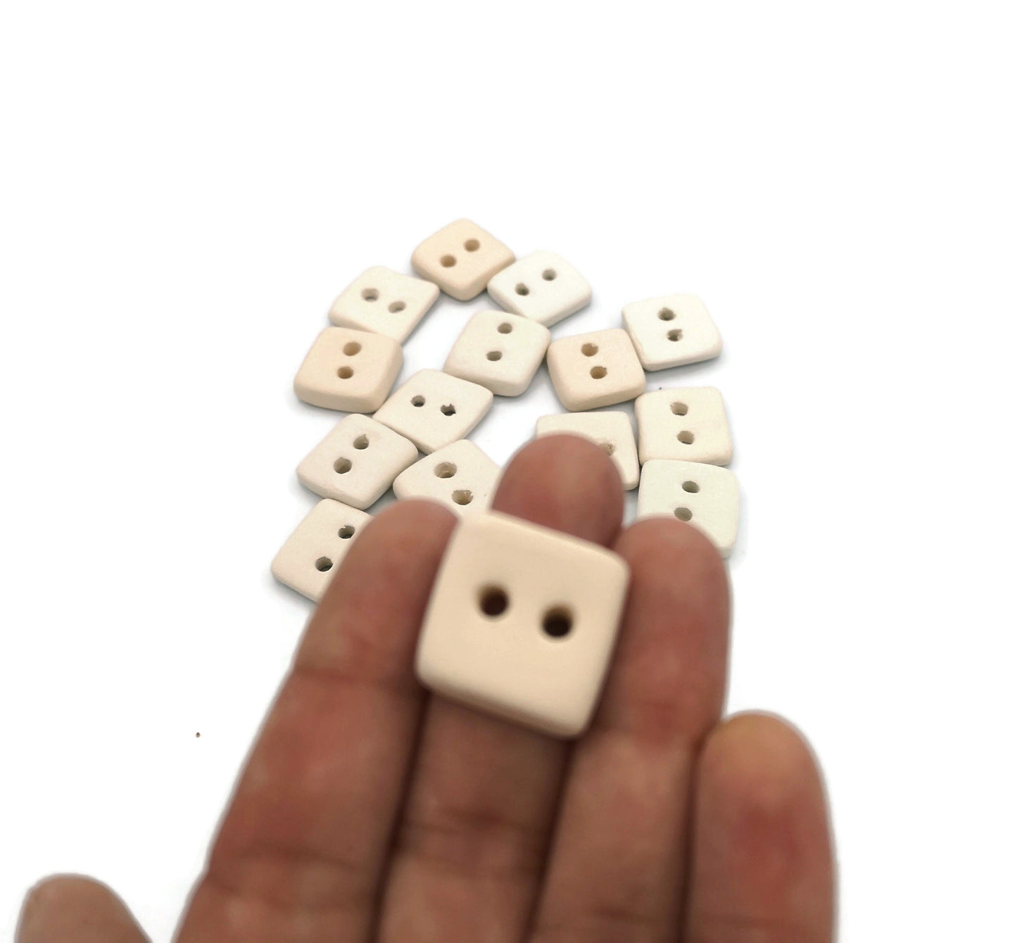 Blank Handmade Ceramic Bisque Sewing Buttons Ready To Paint, Square Unpainted Flat Button For Knitting, Novelty Customizable Buttons - Ceramica Ana Rafael