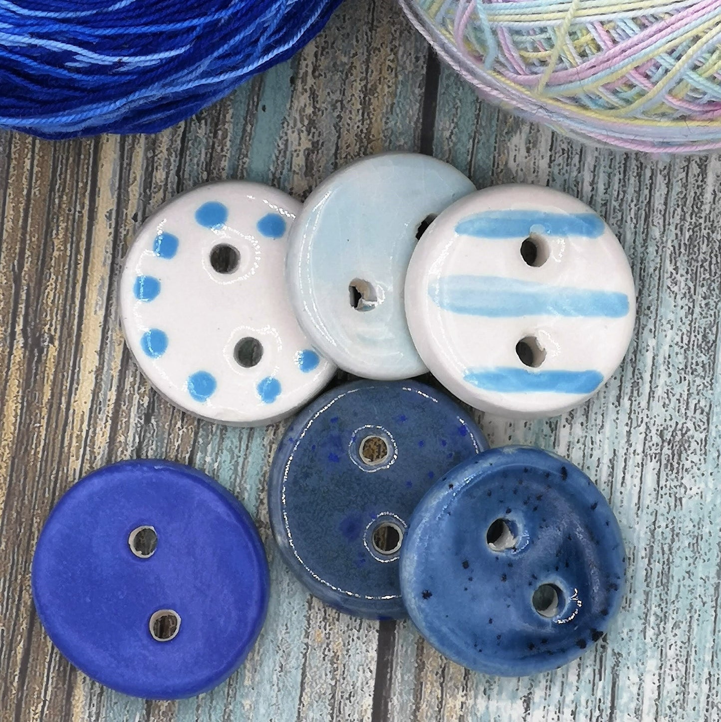 6Pc 30mm Large Round Buttons, Handmade Ceramic Sewing Buttons For Clothing, Craft Buttons For Jackets And Coats - Ceramica Ana Rafael