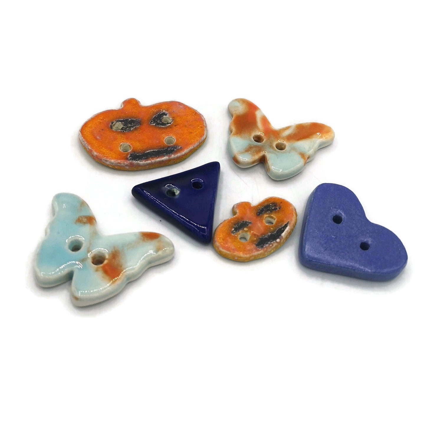 SEWING BUTTONS LOT, Set Of 6 Novelty Buttons For Crafts, Handmade Ceramics Upholstery Buttons, Coat Buttons - Ceramica Ana Rafael
