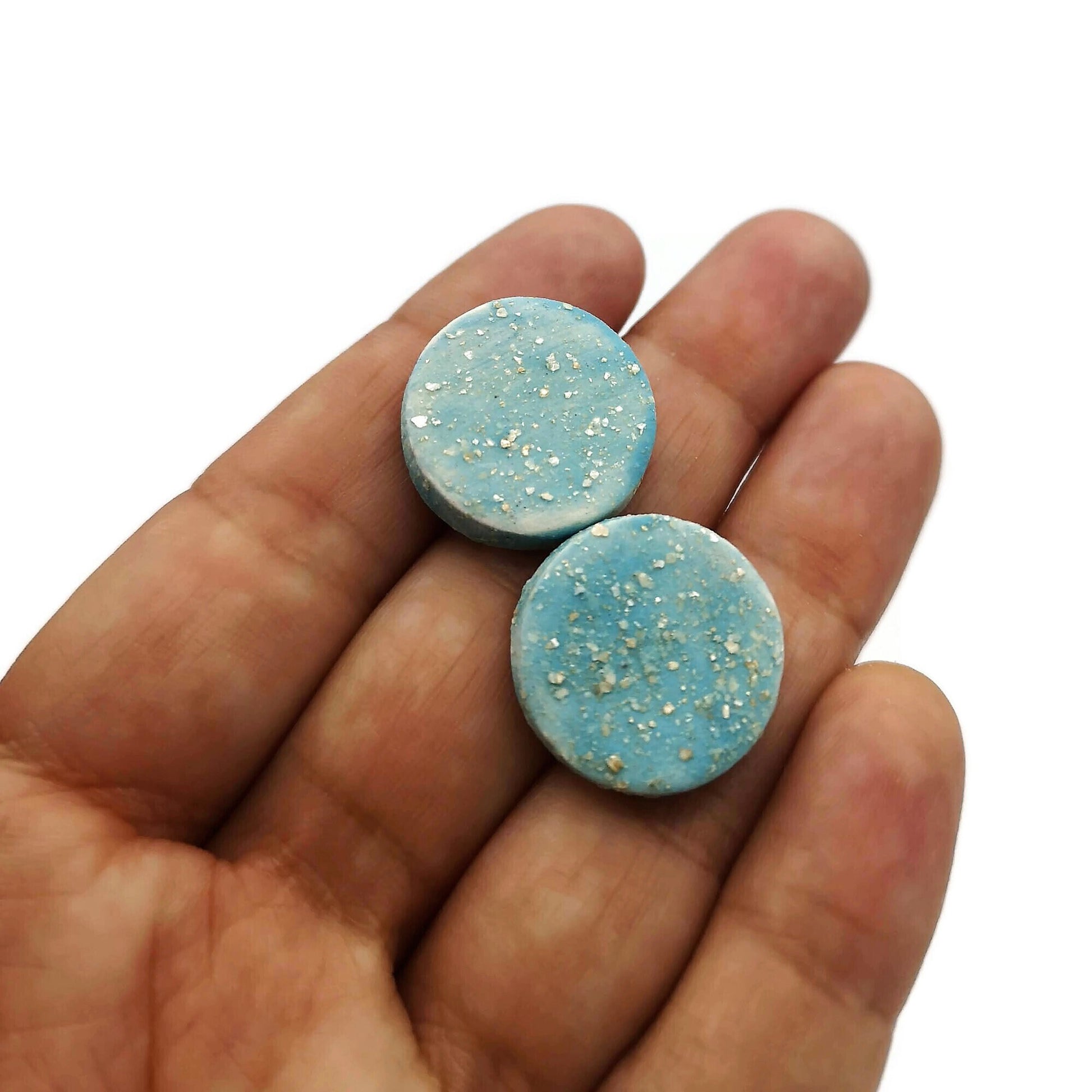 Minimalist Ceramic Earrings, Cute Best Gifts For Her, Dainty Jewelry Mom Birthday Gift From Daughter, Turquoise Blue Small Stud Errings - Ceramica Ana Rafael