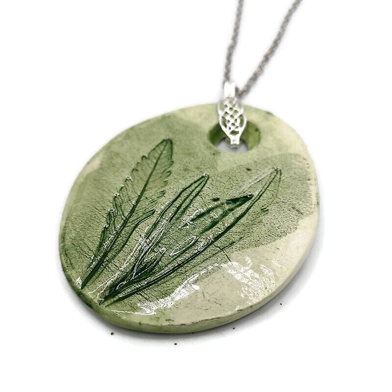 AESTHETIC NECKLACE, CERAMIC Jewelry, Hypoallergenic Vegan Necklace, Porcelain Pendant, Plant Mom Gift, Mothers Day Gift From Daughter - Ceramica Ana Rafael