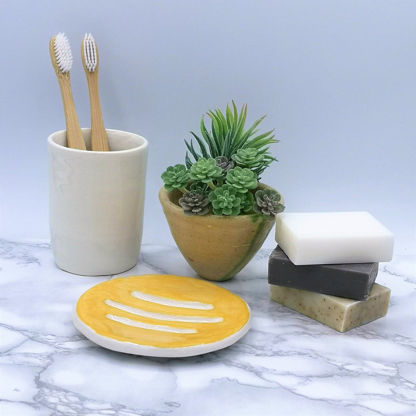 Yellow Handmade Ceramic Soap Dish With Drain, Soap Bar Holder, Eco Friendly Bathroom Accessories, Zero Waste Clay Soap Tray, Unique Pottery - Ceramica Ana Rafael
