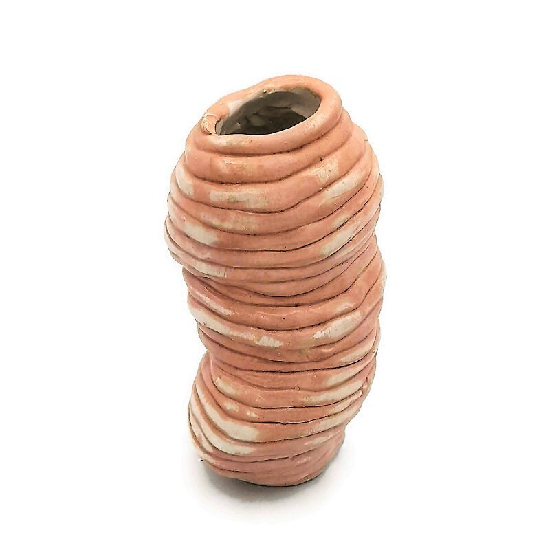Handmade Ceramic Sculptural Flower Vase, Housewarming Gift New Home Pink Farmhouse Decor, Tall Boho Vase Unique Wedding Gift For Couple - Ceramica Ana Rafael