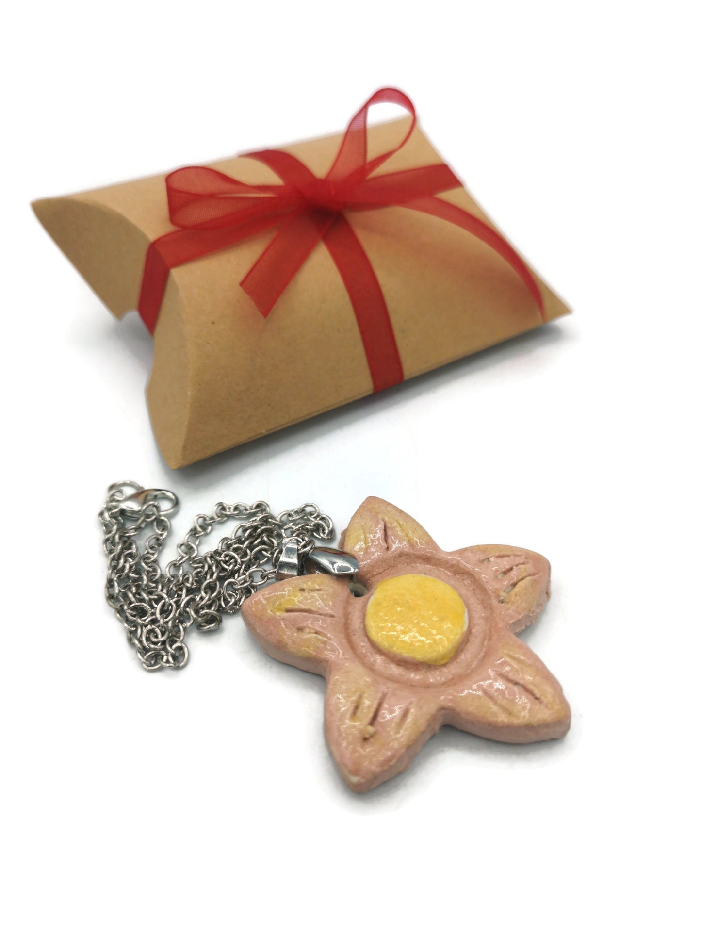 Flower Pendant Necklace, Cute Mothers Day Gift Statement Chocker Necklace, Kawaii Jewelry Best Gift For Her, Mom Birthday Gift From Daughter - Ceramica Ana Rafael