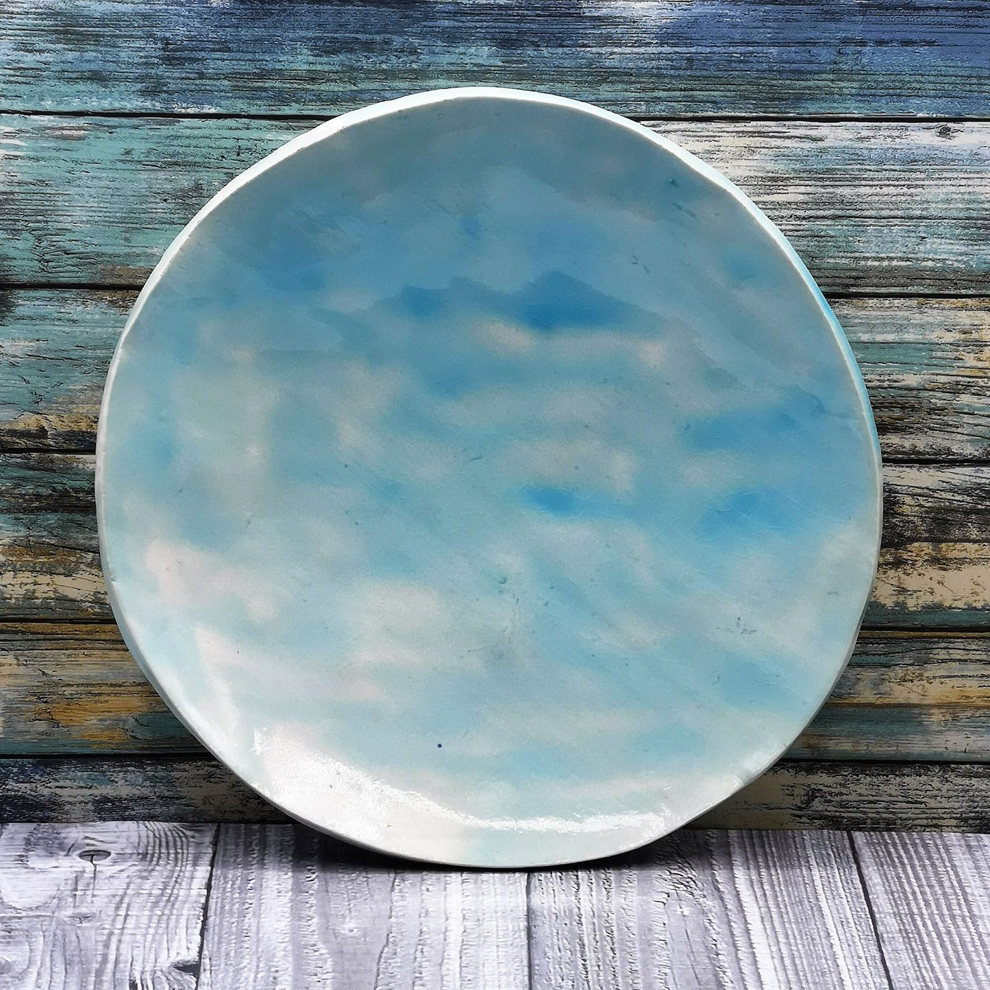 Handmade Ceramic Plate, Portuguese Plates, Round Ceramic Plate Wall Decor Use For Serving Dish, Unique Turquoise Dinner Plates For Display - Ceramica Ana Rafael