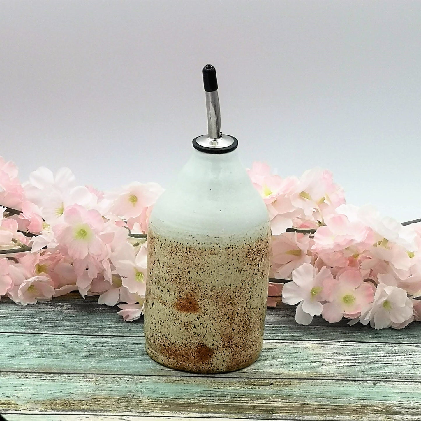 hand thrown pottery olive oil dispenser handmade ceramics, housewarming Gift First Home cooking gifts, speckled stoneware Olive Oil Cruet - Ceramica Ana Rafael