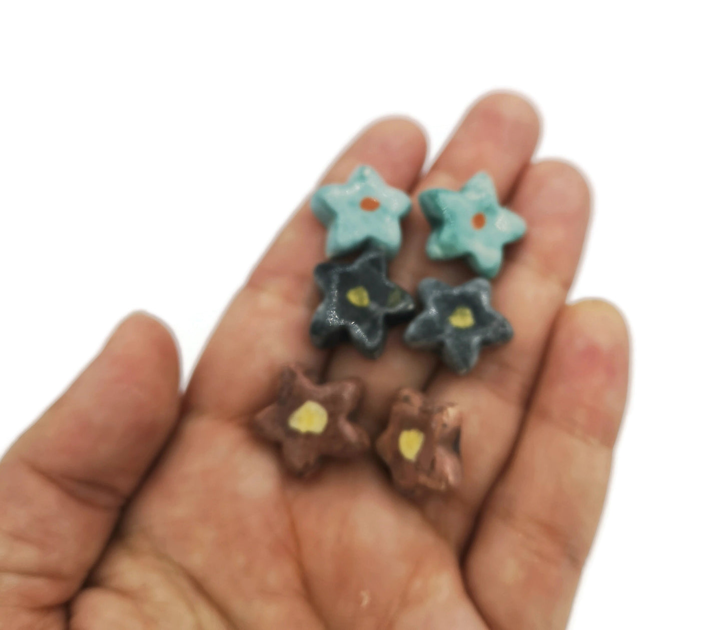 CUTE CABOCHONS, CERAMIC Jewelry, Assorted Cabochons, Set of 6 20mm Flatback Decorative No Hole Beads, Unique Gift For Mom - Ceramica Ana Rafael