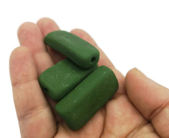 LARGE RECTANGULAR BEADS, Ceramic Beads Matt Set of 3 Tile Beads For Crafting Or Decorating, Jewelry Making Beads - Ceramica Ana Rafael