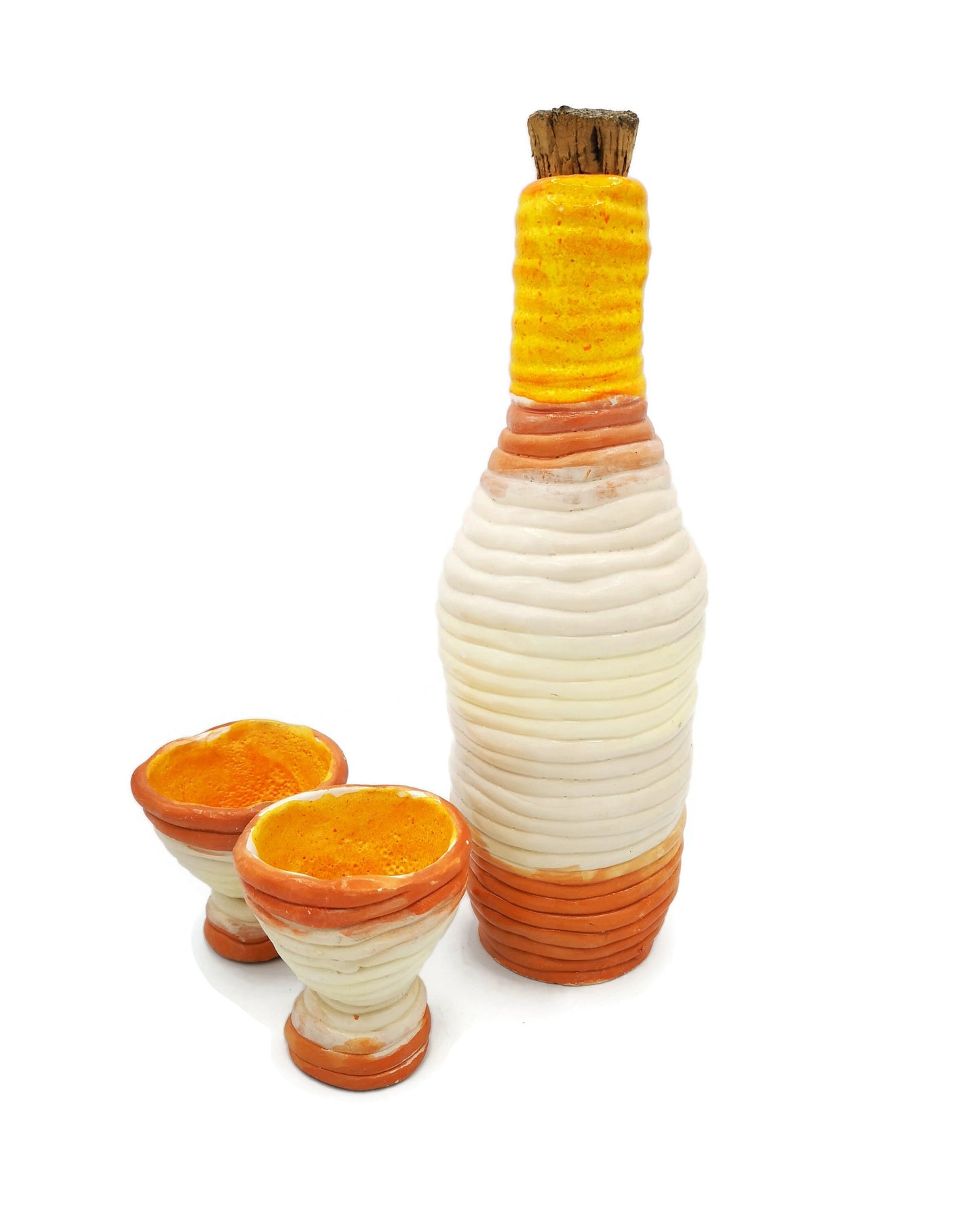 Decorative Shot Glasses And Bottle With Cork Stopper, Best Gifts For Him, Best Sellers Ceramic Vase Handmade Ceramic Jar Unique Wedding Gift - Ceramica Ana Rafael