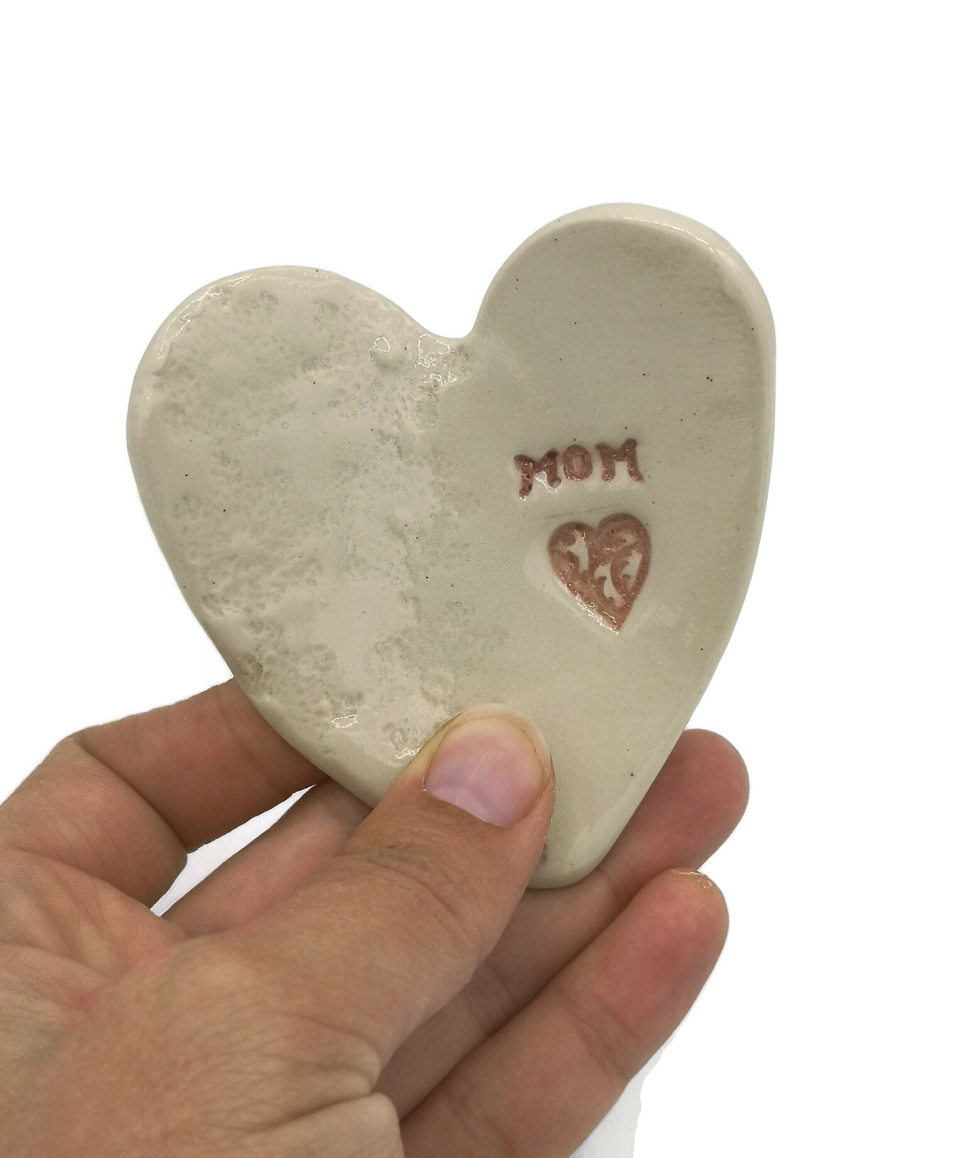 Handmade Ceramic Heart Plate, Trinket Tray, Ring Holder Dish, Mothers Day Gift From Daughter, New Mom Gift, Best Sellers Mom Birthday Gift - Ceramica Ana Rafael