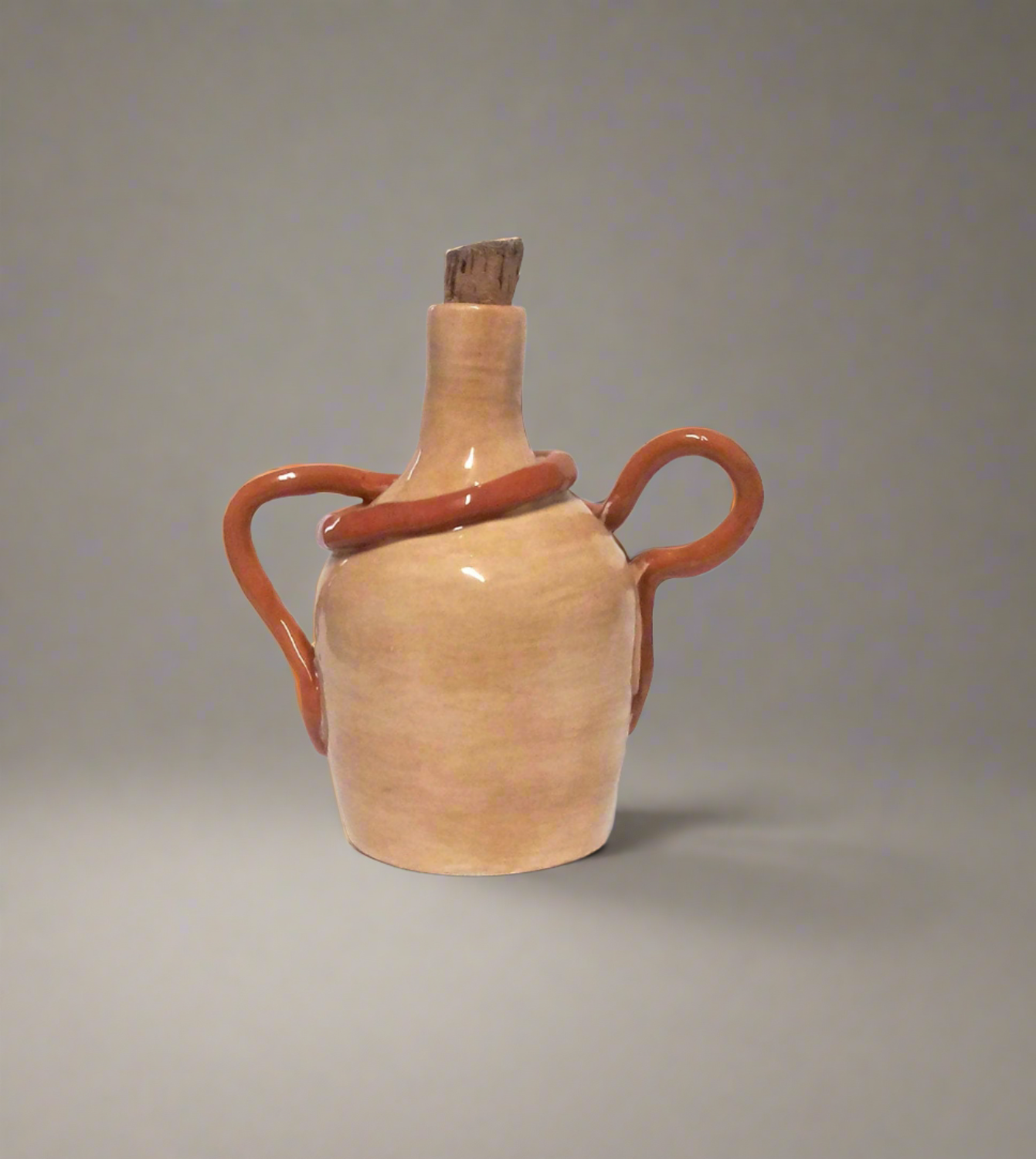 Handmade Ceramic Bottle With Cork Stopper, 15cm Sculptural Vase, Perfect First Home Gift