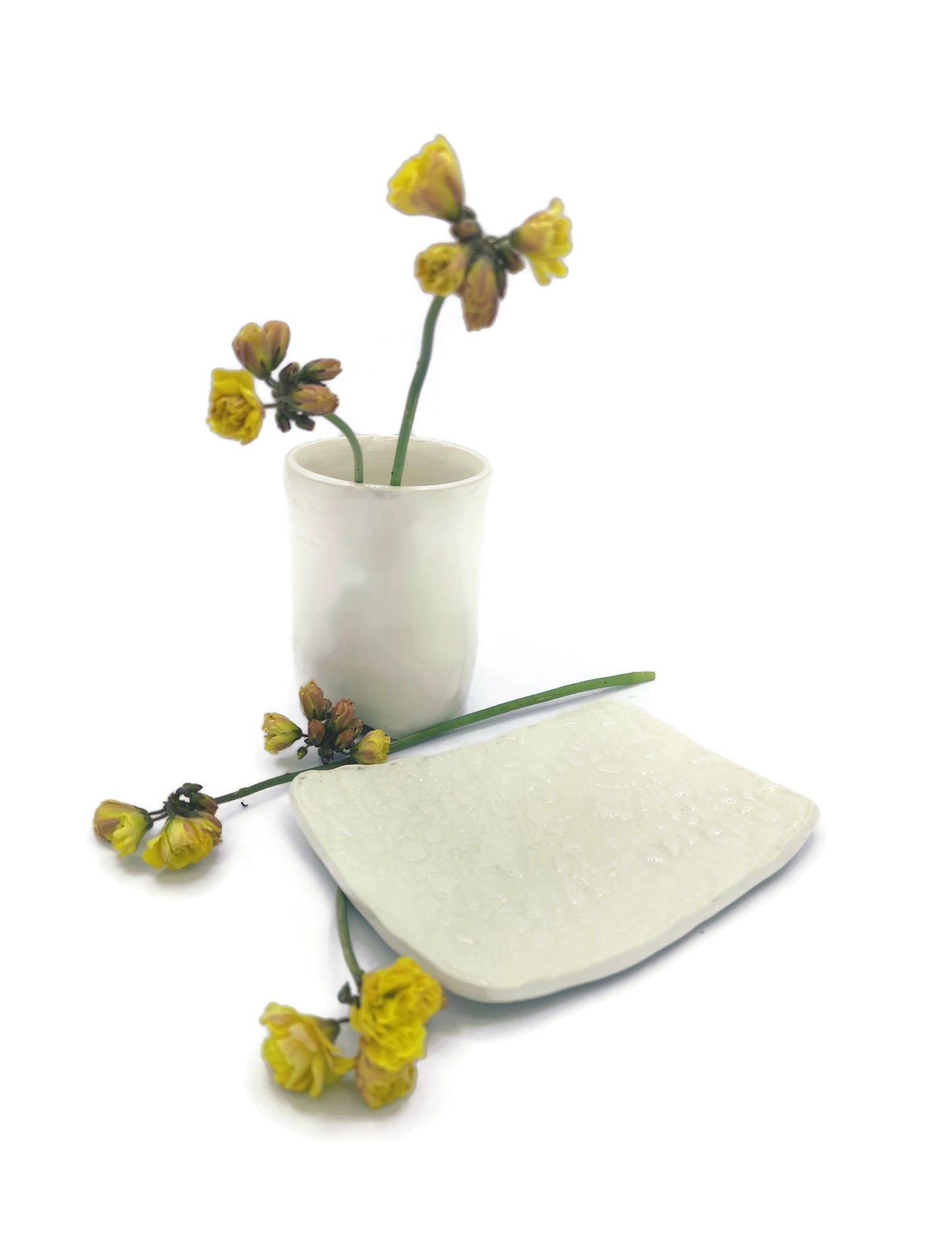 White Handmade Ceramic Lace Soap Dish And Toothbrush Holder, Bathroom Set, Eco Friendly Gift For Women, Best Sellers Sustainable Gift - Ceramica Ana Rafael