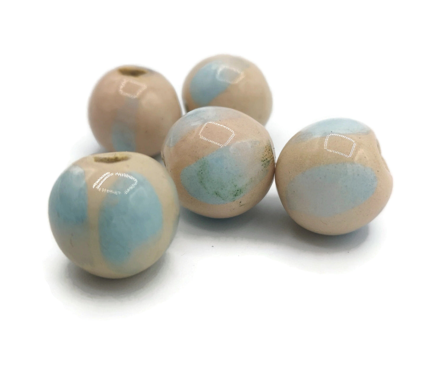 ROUND BEADS, BUBBLEGUM Beads, Set of 5 2mm Hole Ceramic Beads For Jewelry Making, Unique Pastel Clay Beads For Macrame - Ceramica Ana Rafael