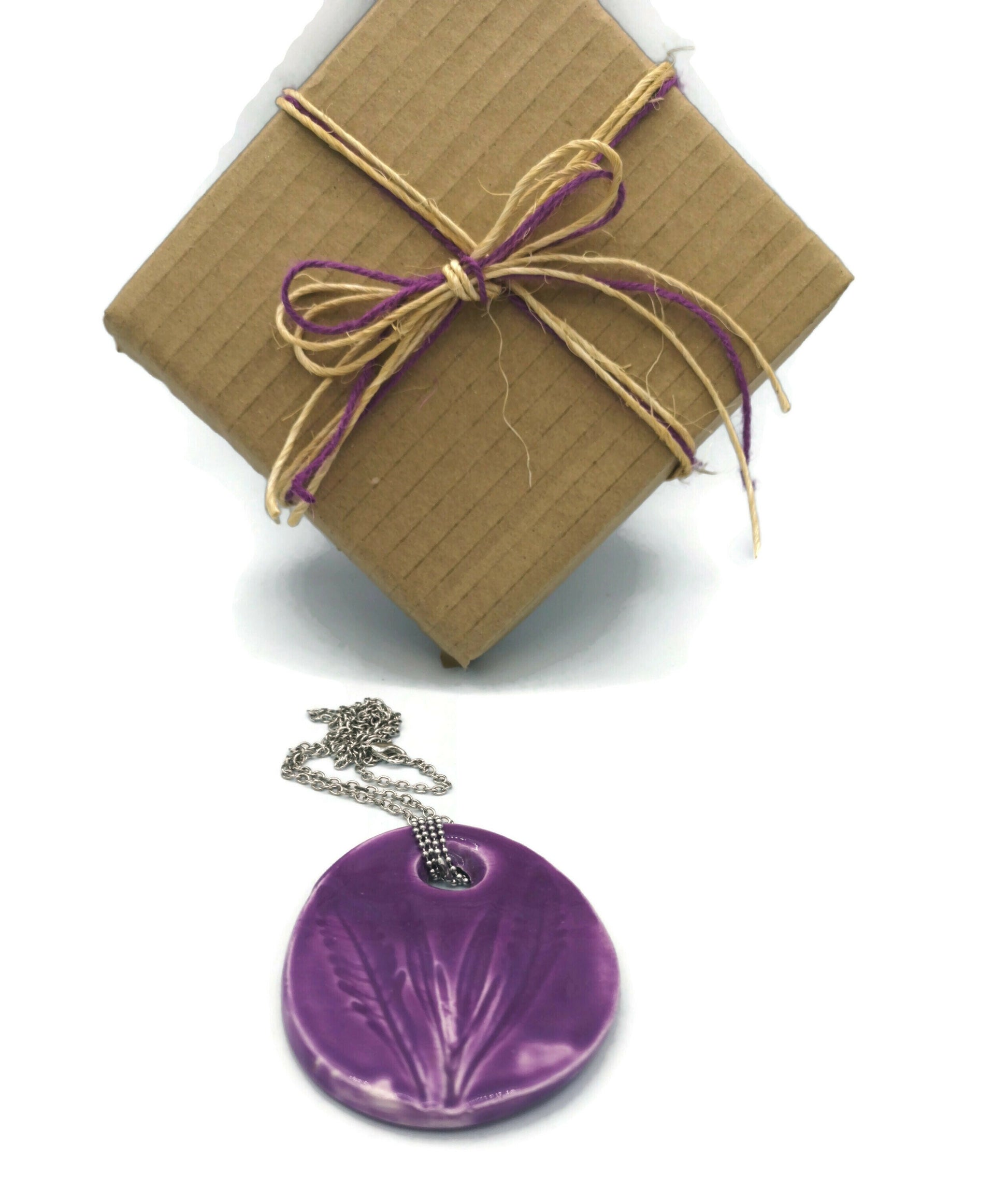 Large Pendant Necklace For Women, Statement Necklace, Mom Birthday Gift From Daughter, Lilac Necklace, Best Gifts For Her, Plant Lover Gift - Ceramica Ana Rafael