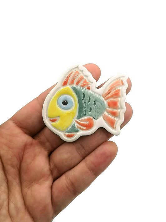 Handmade Ceramic Fish Magnet, Colorful Refrigerator Magnet, Beach Fridge Magnet Cute For Decoration, Housewarming Gift First Home - Ceramica Ana Rafael