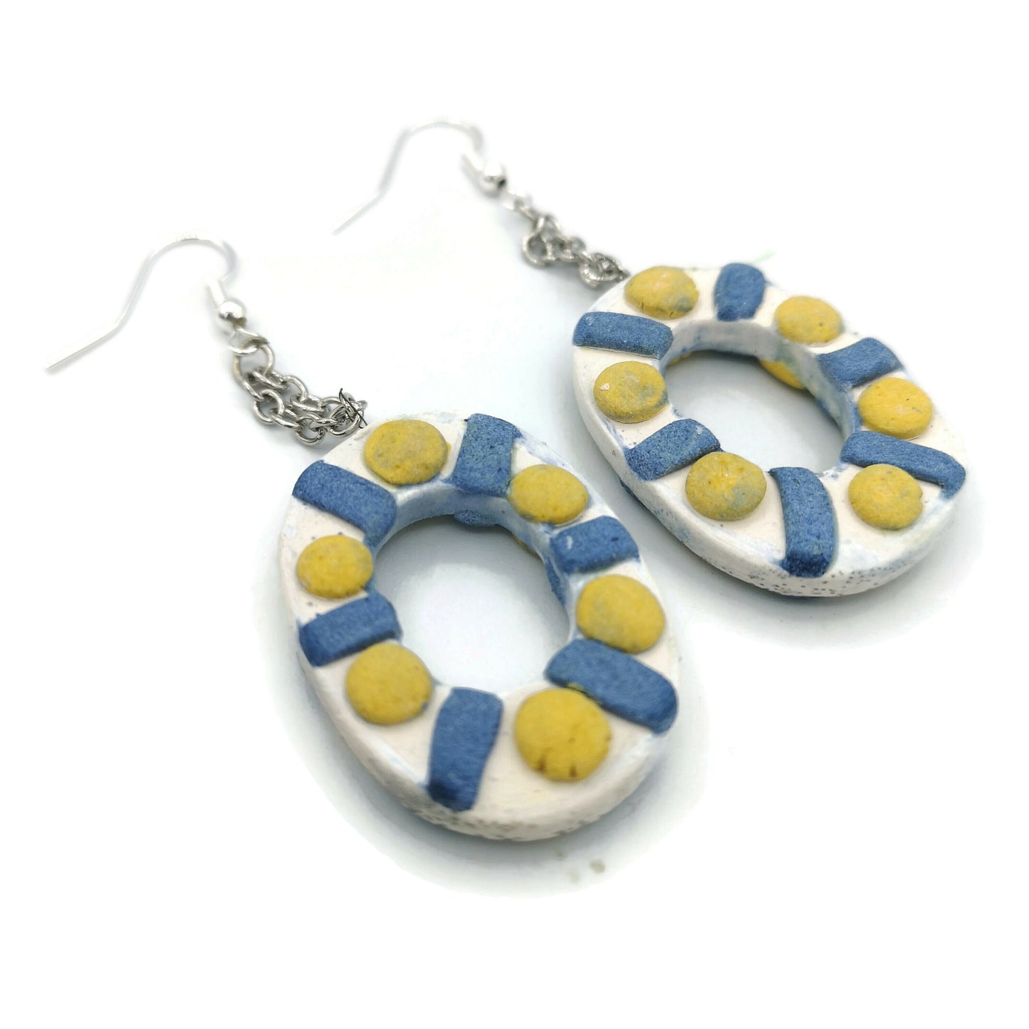 STATEMENT EARRINGS DANGLE, Clay Earrings, Handmade Ceramic Aesthetic Earrings, Dangle Earrings For Mom Birthday Gift From Daughter - Ceramica Ana Rafael