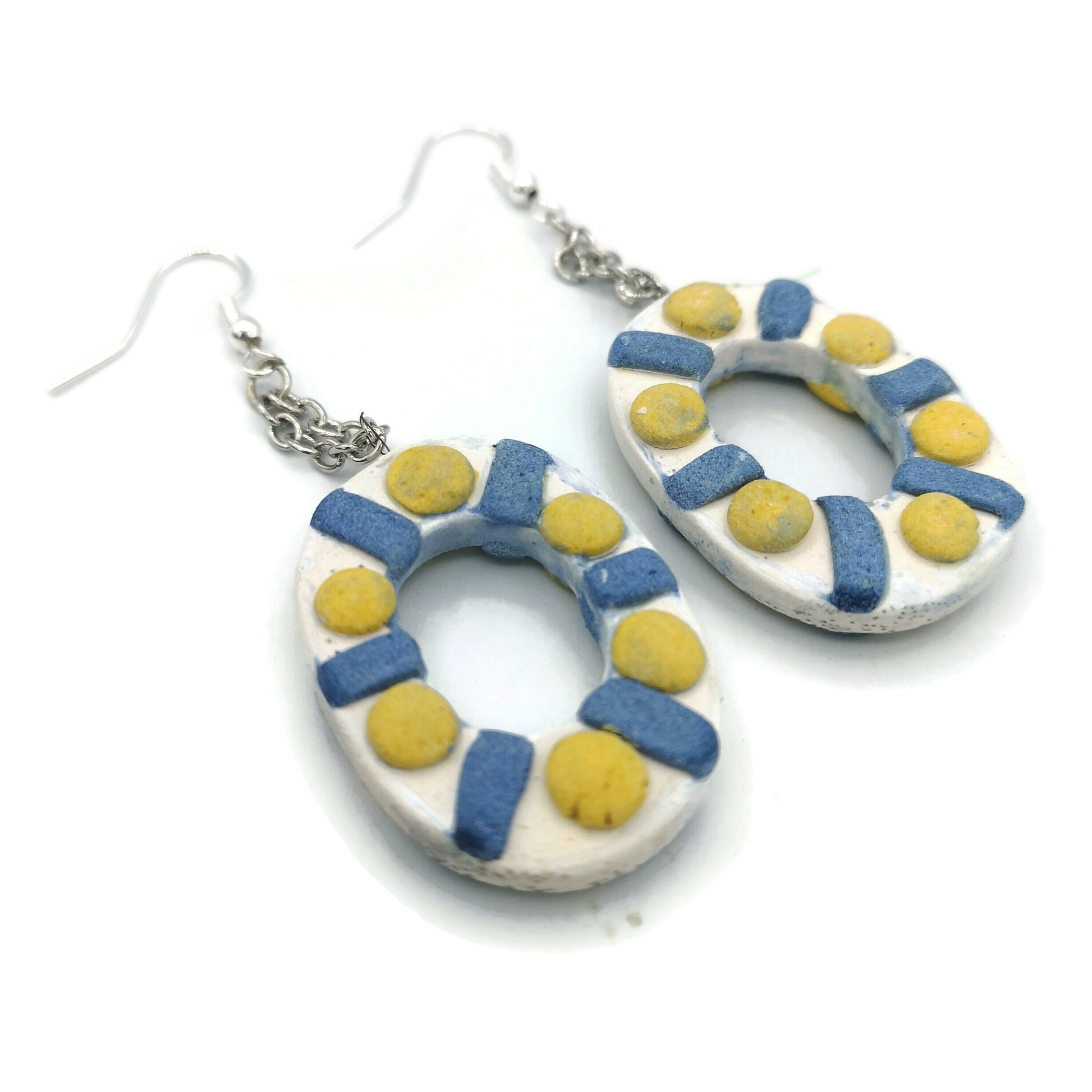 STATEMENT EARRINGS DANGLE, Clay Earrings, Handmade Ceramic Aesthetic Earrings, Dangle Earrings For Mom Birthday Gift From Daughter - Ceramica Ana Rafael