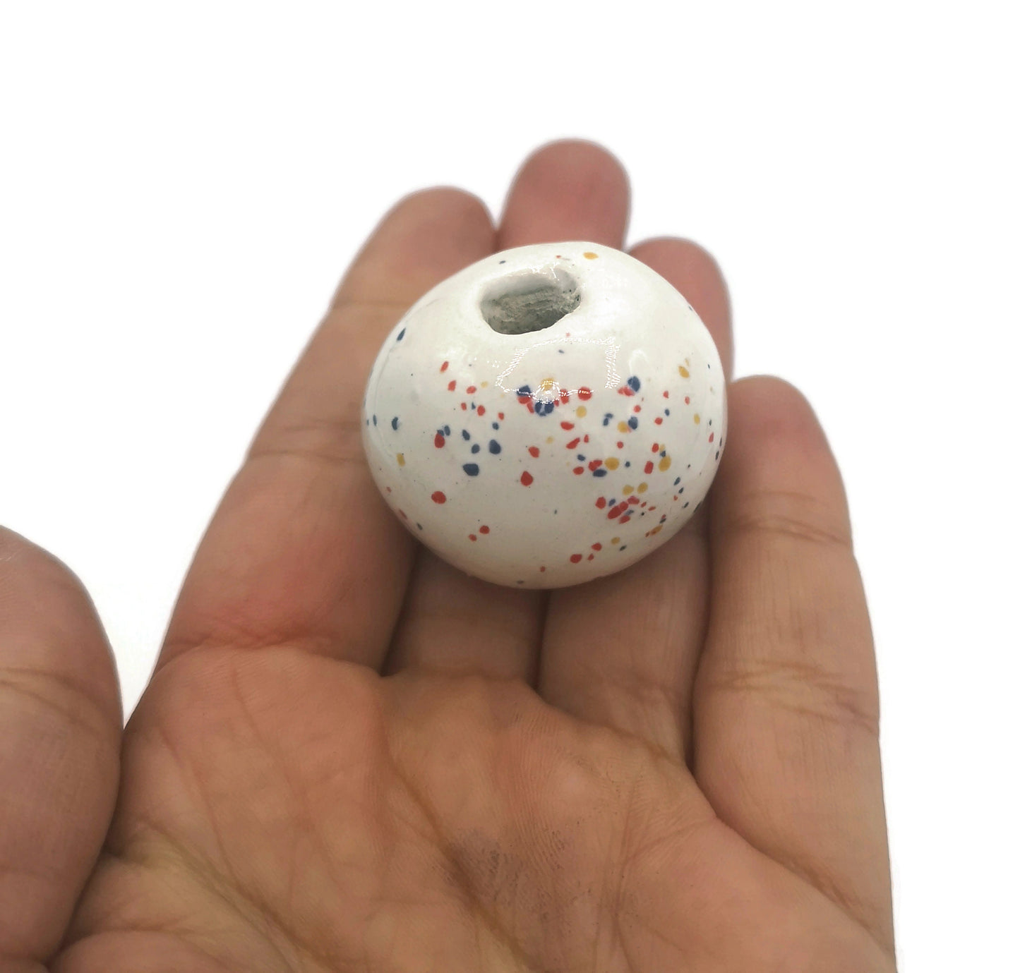 confetti beads for jewelry making supplies, large hole ceramic beads for macrame, unique bubblegum beads - Ceramica Ana Rafael