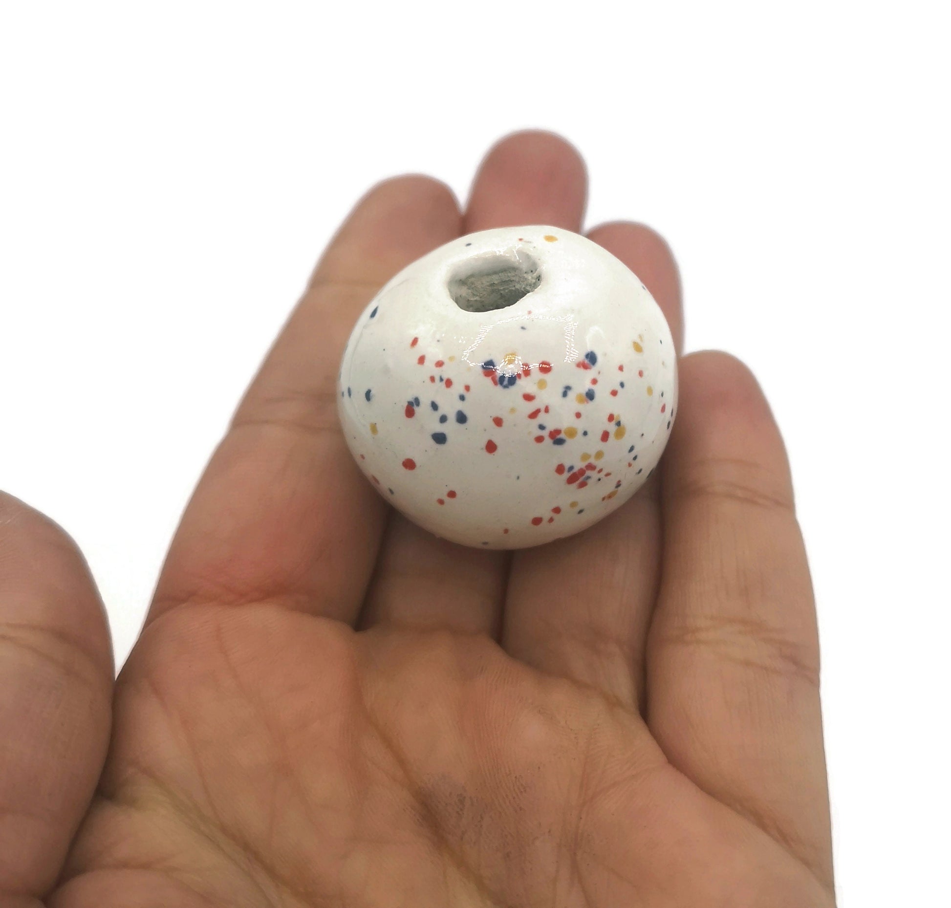 confetti beads for jewelry making supplies, large hole ceramic beads for macrame, unique bubblegum beads - Ceramica Ana Rafael