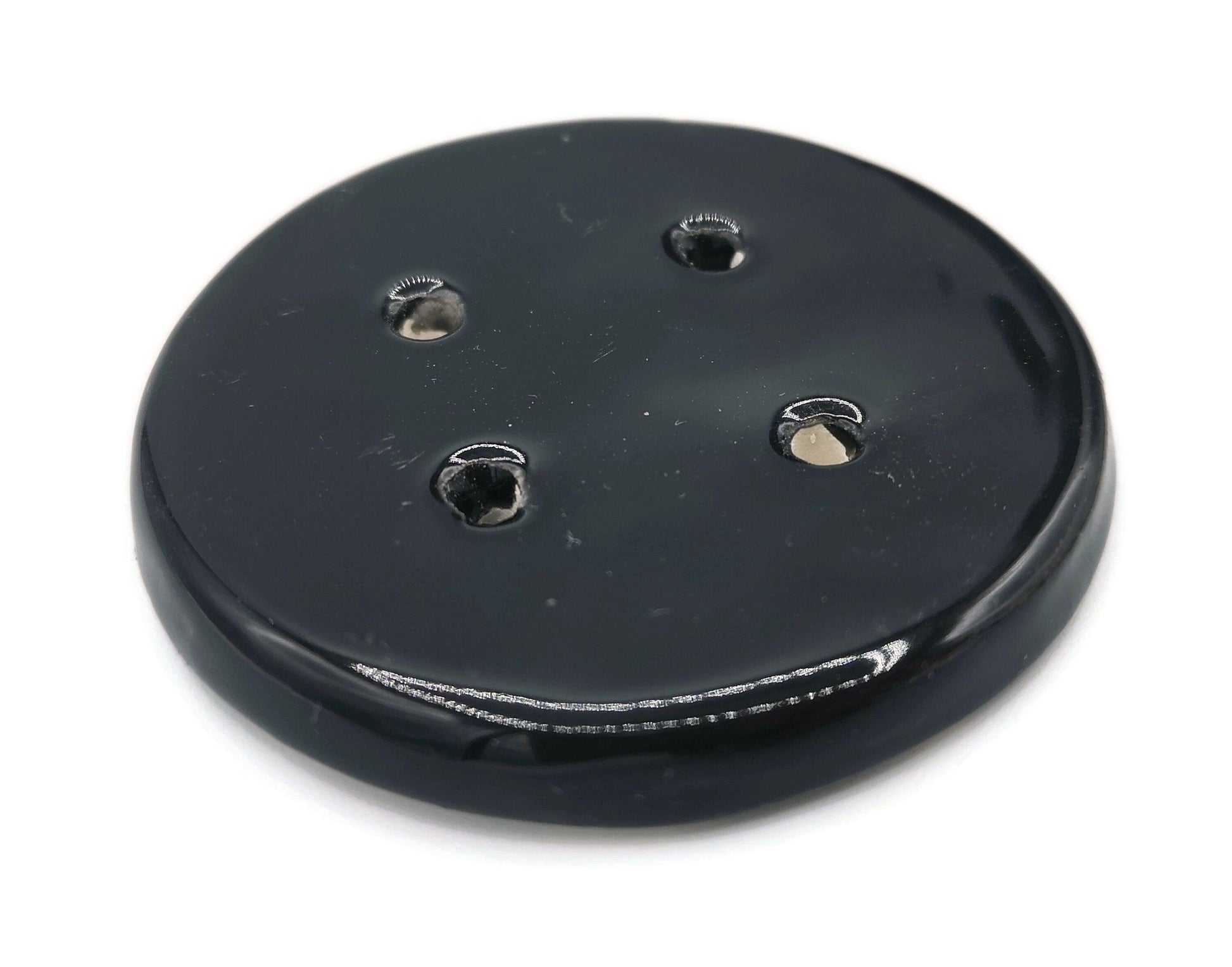 1Pc 55mm Extra Large Handmade Ceramic Round Sewing Button, Decorative Coat Buttons, 4 Hole Artisan Novelty Button For Knitting And Crochet - Ceramica Ana Rafael