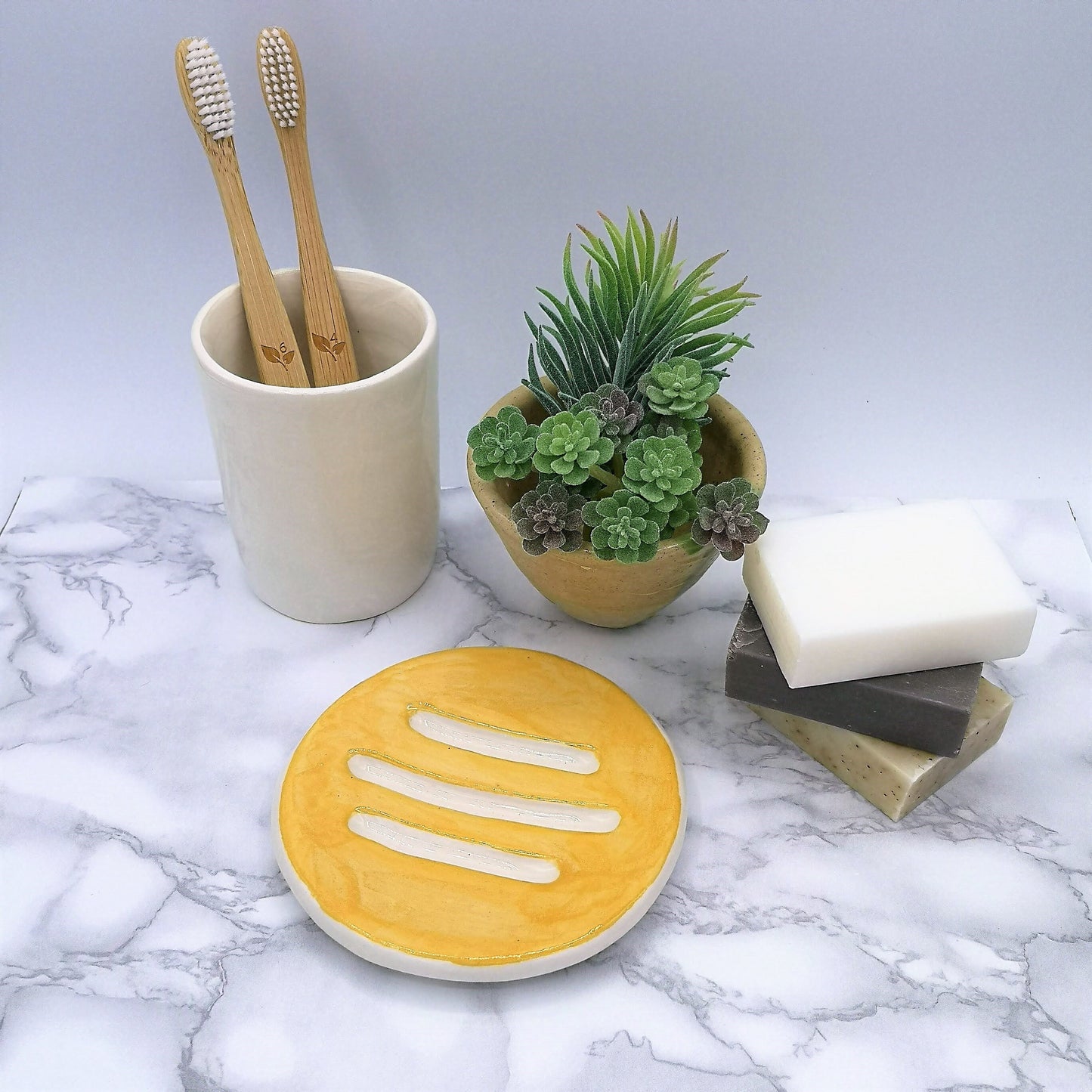 Yellow Handmade Ceramic Soap Dish With Drain, Soap Bar Holder, Eco Friendly Bathroom Accessories, Zero Waste Clay Soap Tray, Unique Pottery - Ceramica Ana Rafael