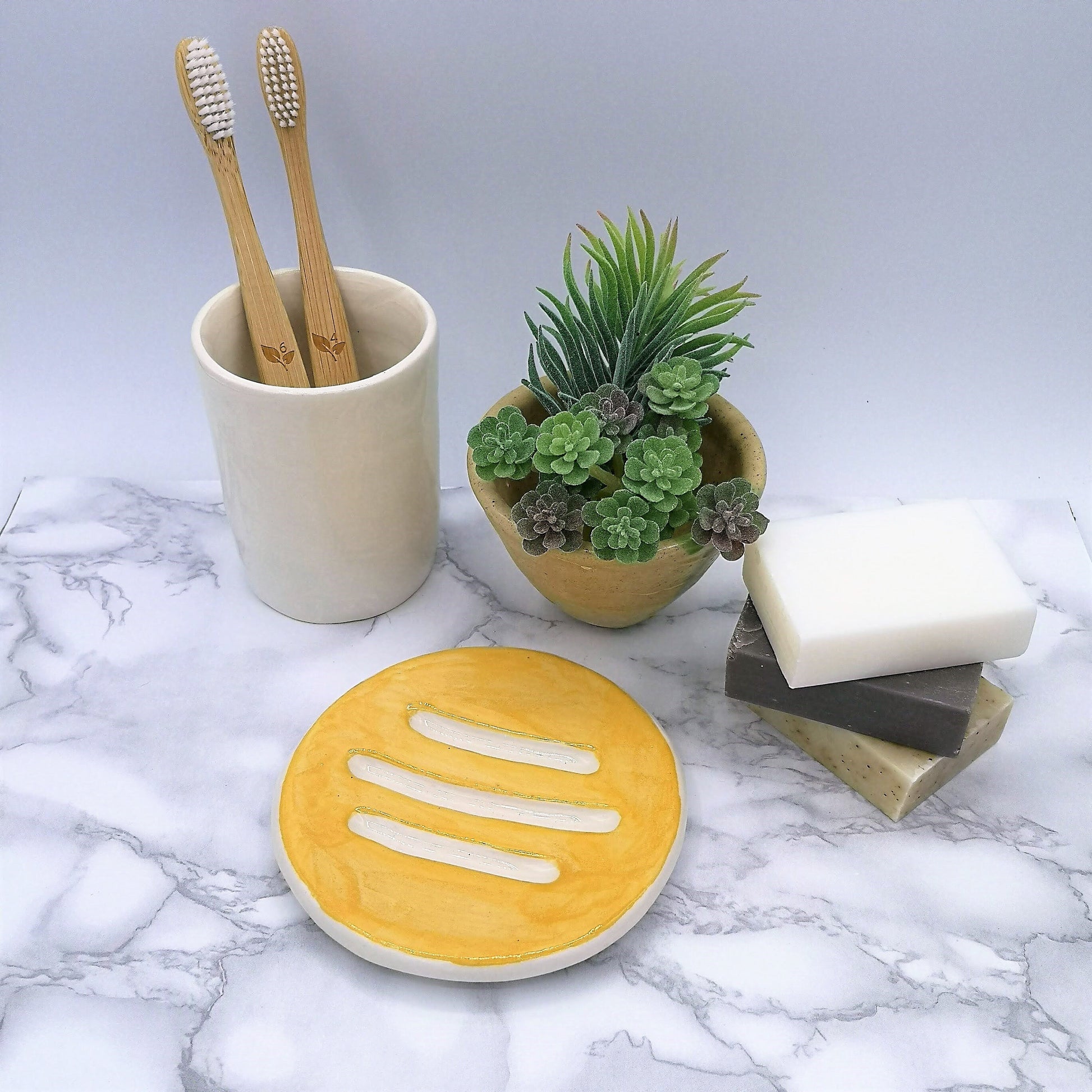 Yellow Handmade Ceramic Soap Dish With Drain, Soap Bar Holder, Eco Friendly Bathroom Accessories, Zero Waste Clay Soap Tray, Unique Pottery - Ceramica Ana Rafael