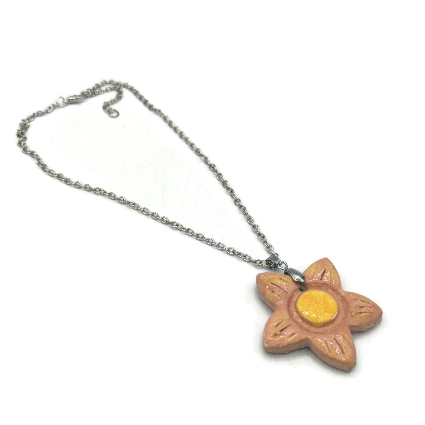 Flower Pendant Necklace, Cute Mothers Day Gift Statement Chocker Necklace, Kawaii Jewelry Best Gift For Her, Mom Birthday Gift From Daughter - Ceramica Ana Rafael