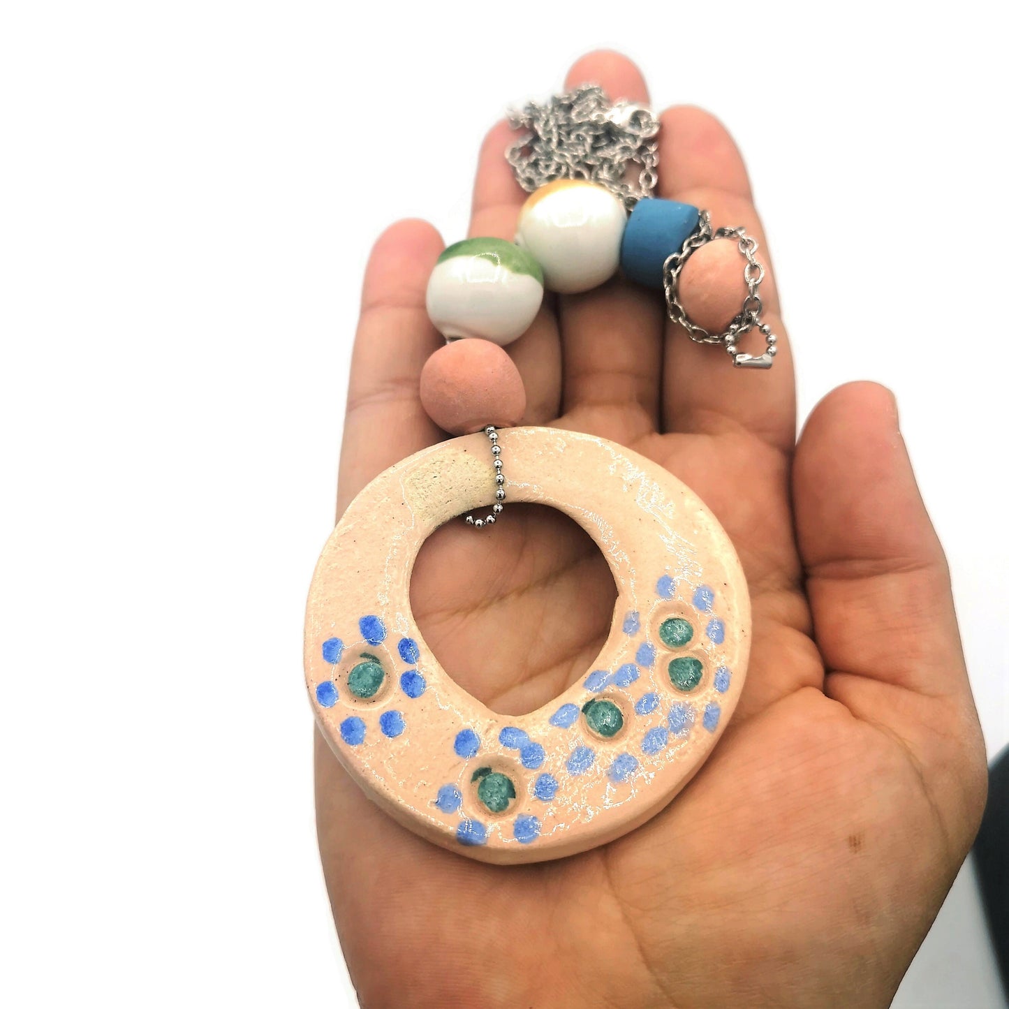 Statement Ceramic Pendant Necklace For Women, Everyday Beaded Necklace Best Gifts For Her, Best Sellers Unique Handmade Jewelry For Her - Ceramica Ana Rafael