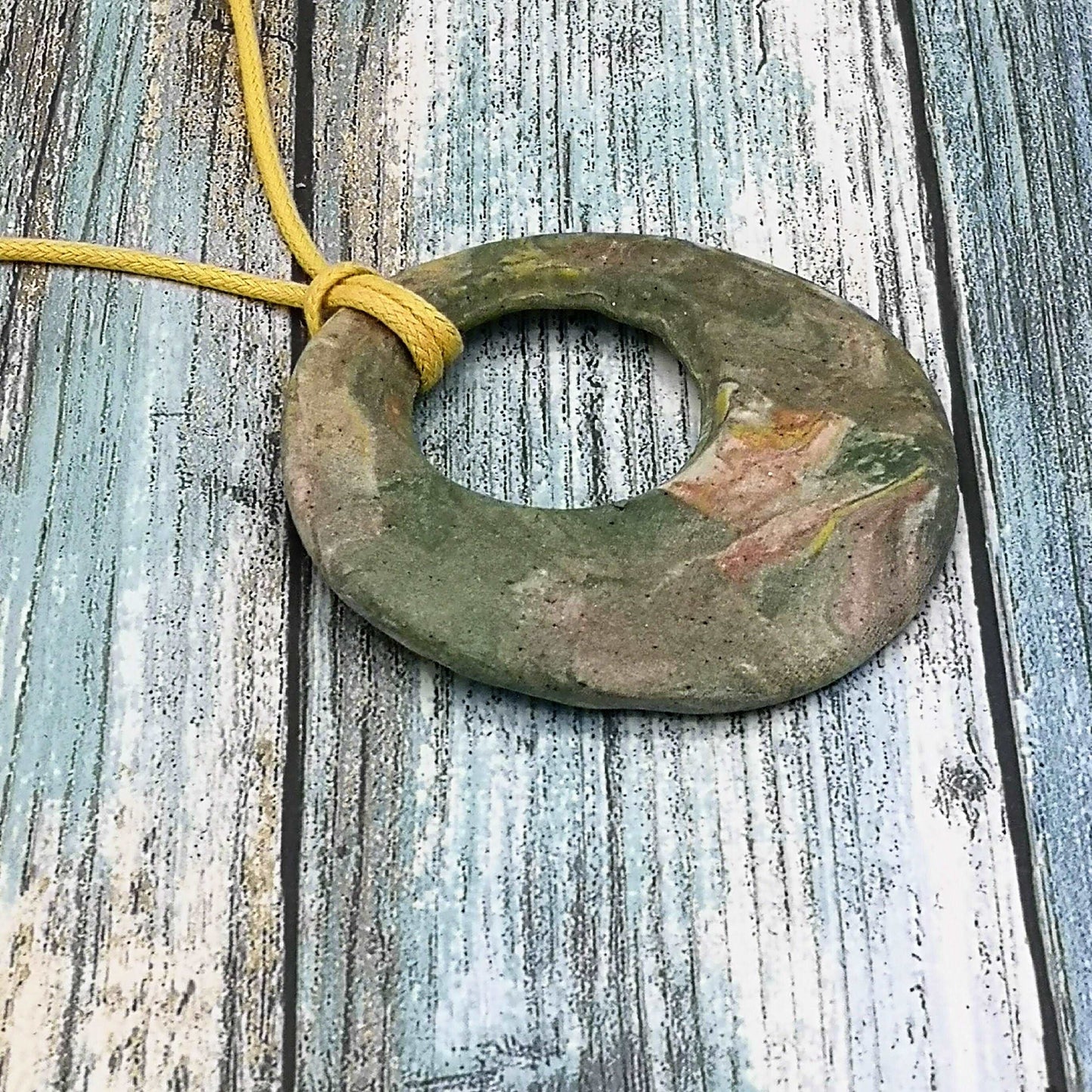 1Pc 60mm Matte Green Handmade Ceramic Extra Large Necklace Pendant For Jewelry Making, Round Jumbo Statemant Jewelry Parts, Cute Clay Charm