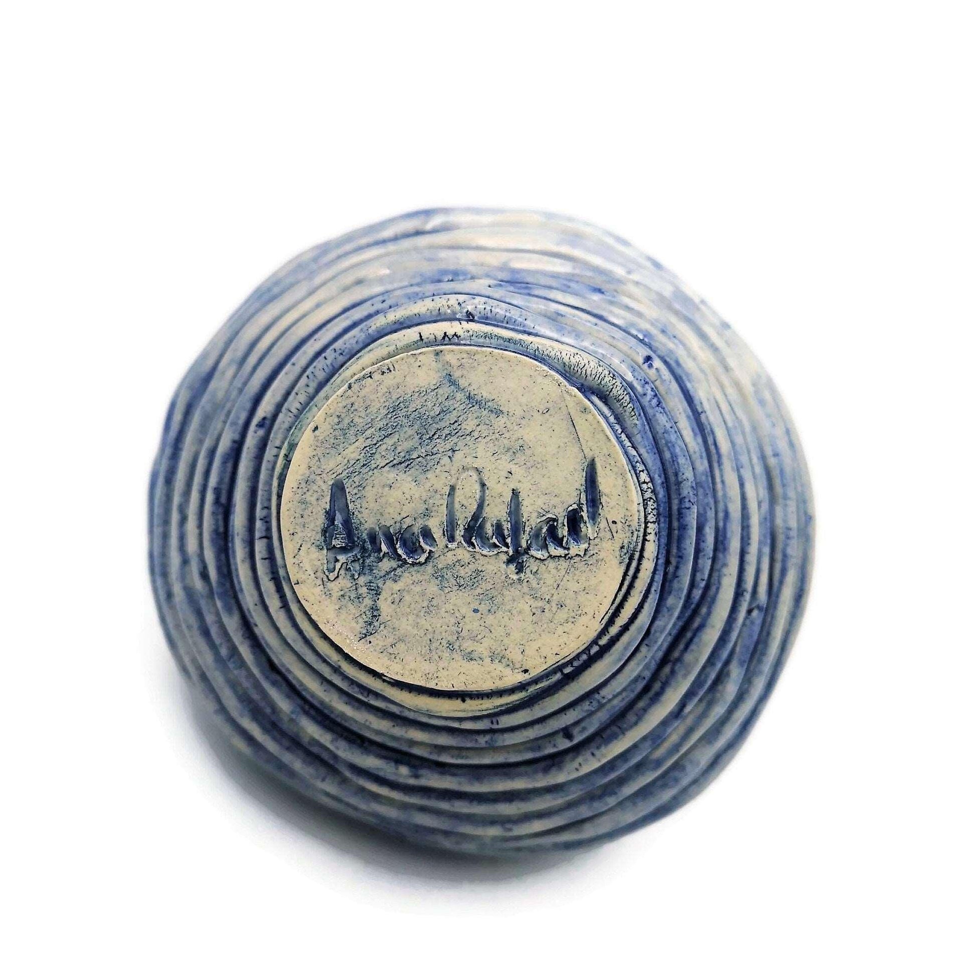 1pc Blue Handmade Ceramic Small Vase Irregular Shaped Pottery Abstract Sculpture Ceramic Vessel Best Sellers Mom Birthday Gift From Daughter