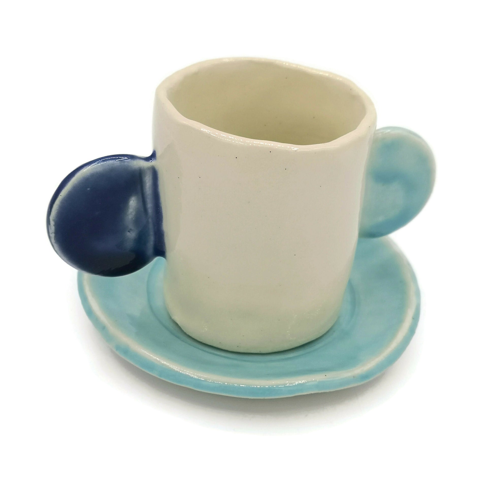 Blue Handmade Ceramic Espresso Cup, Funny Shot Glass Best Friend Gift For Him, Pottery Mug Father In Law Gift, Coffee Lover Gift - Ceramica Ana Rafael