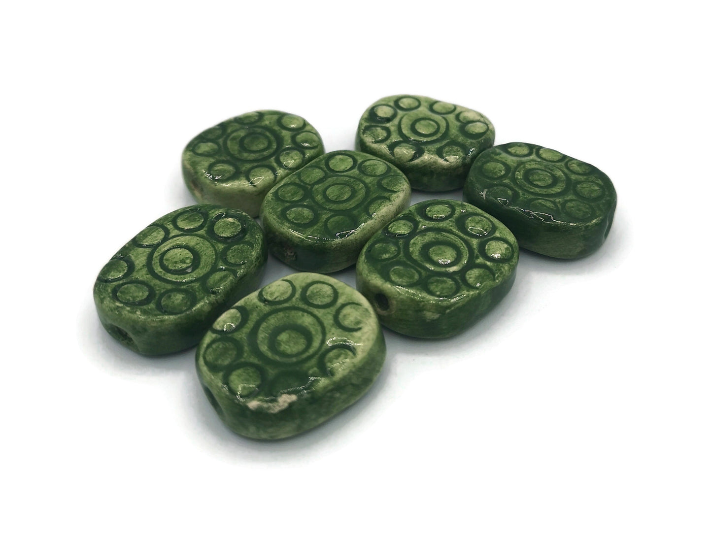 Handmade Ceramic Beads For Jewelry Making, 7Pcs Jumbo Beads, Unique Beads, Unusual Porcelain Beads, Decorative Beads Oval Shape, Clay Beads - Ceramica Ana Rafael